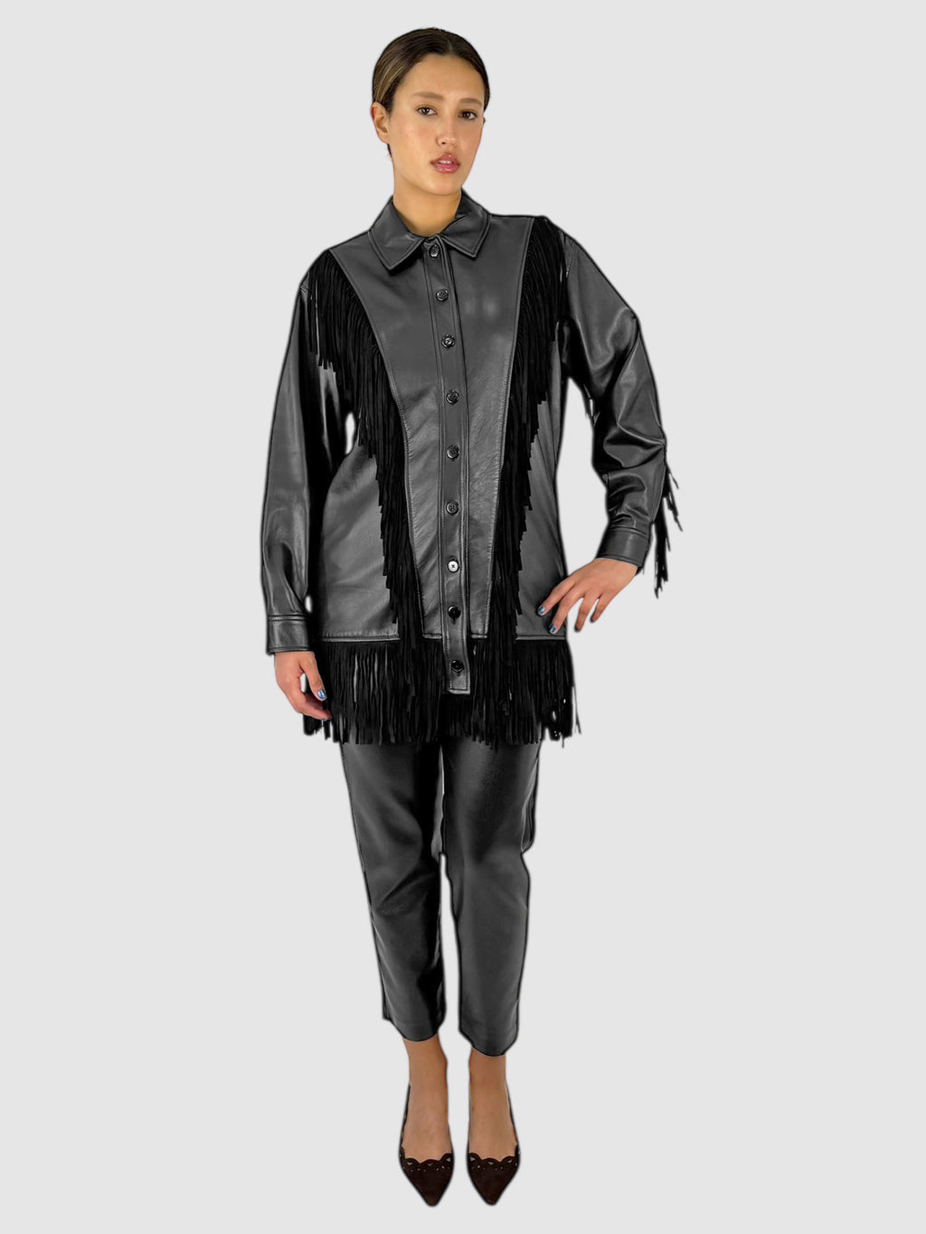 Leather Fringed Jacket