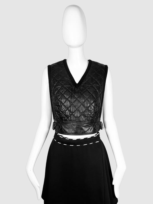 Quilted Leather Cropped Vest - Size 6