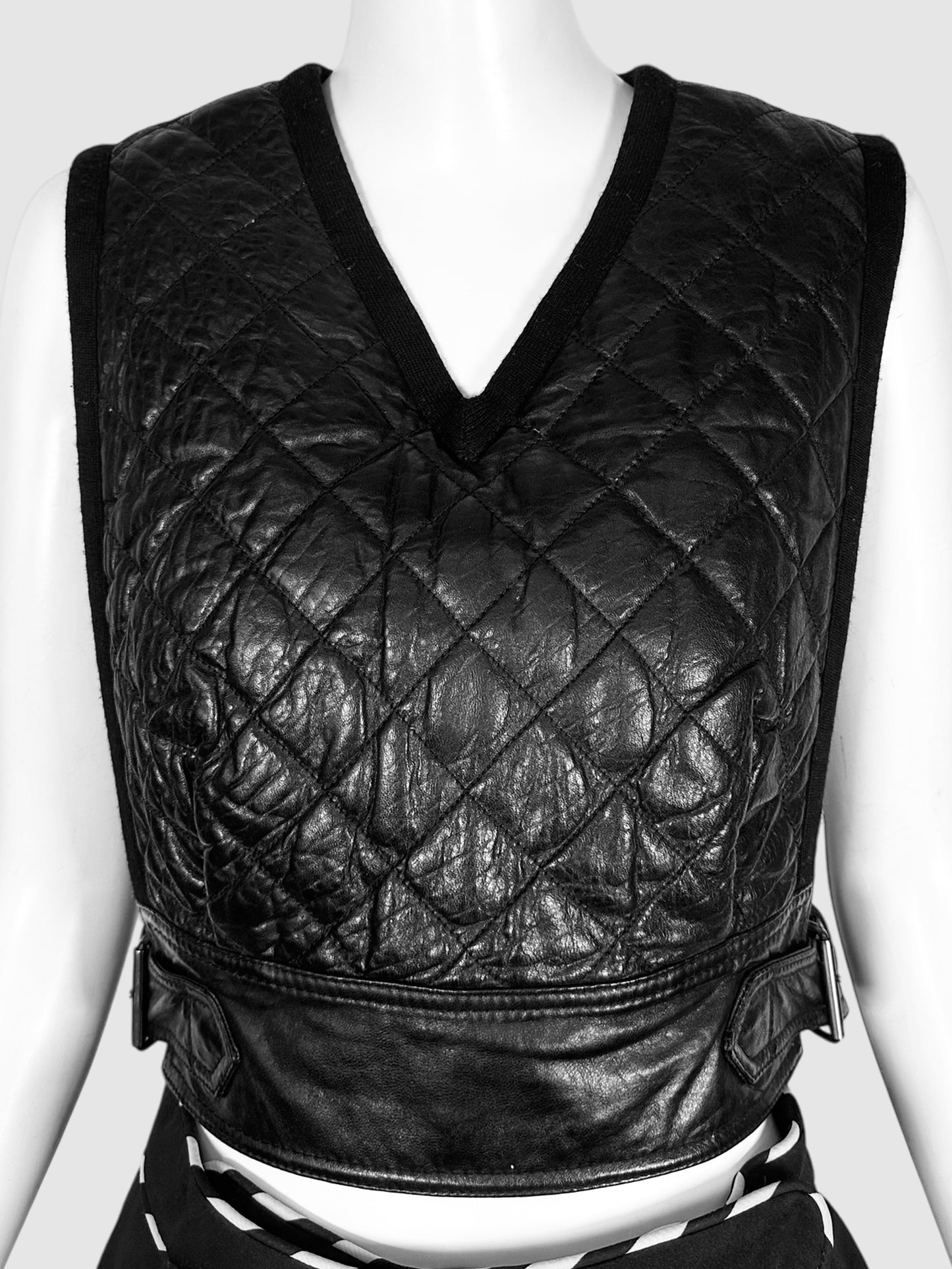 Quilted Leather Cropped Vest - Size 6