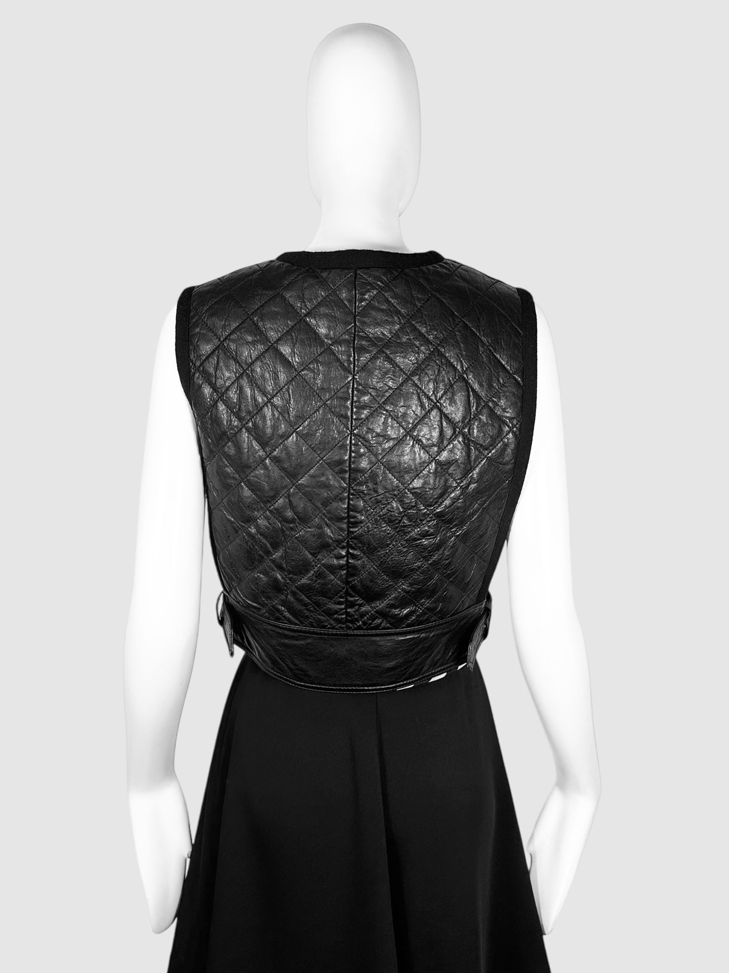 Quilted Leather Cropped Vest - Size 6