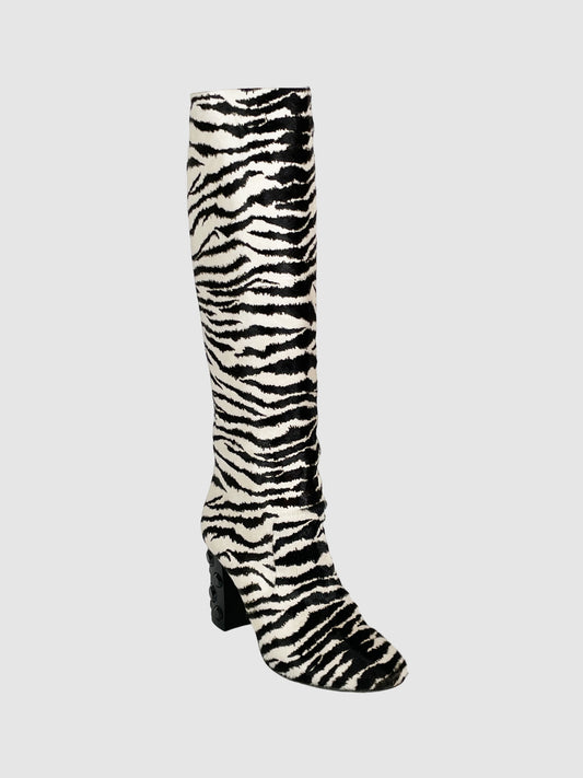 Lanvin Calf Hair Animal Print Boots - Size 39