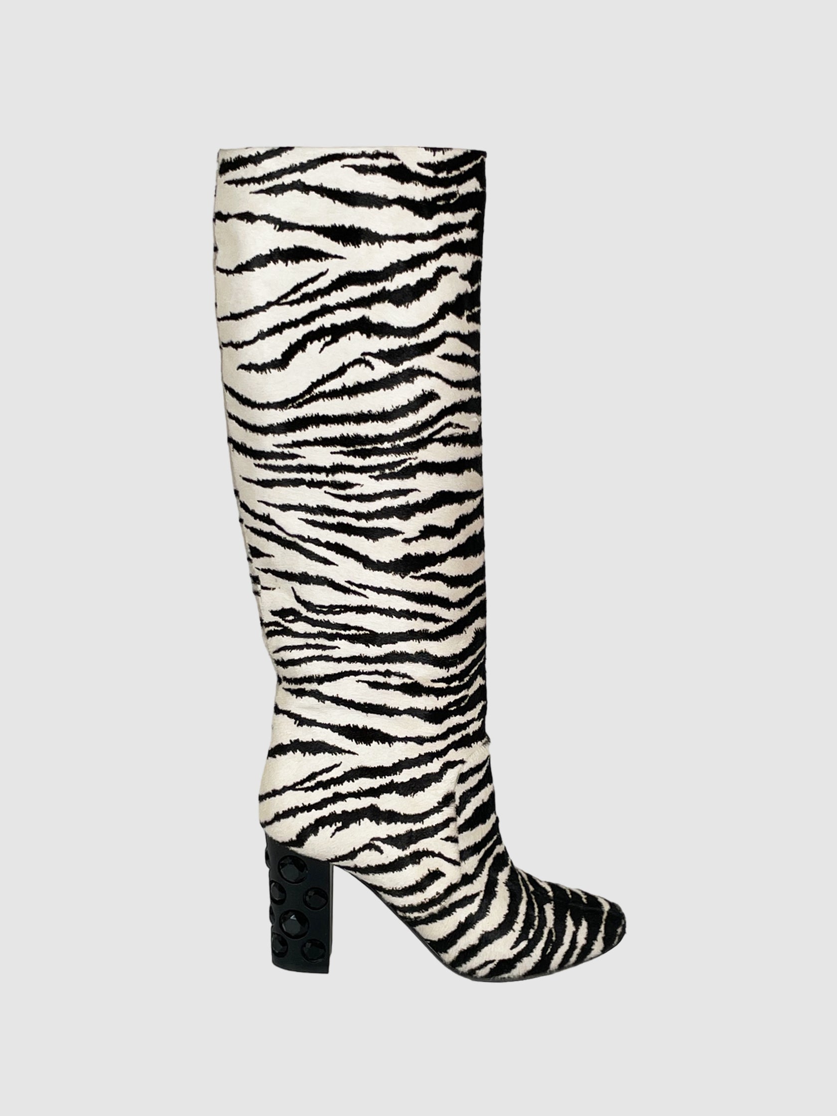 Lanvin Calf Hair Animal Print Boots - Size 39