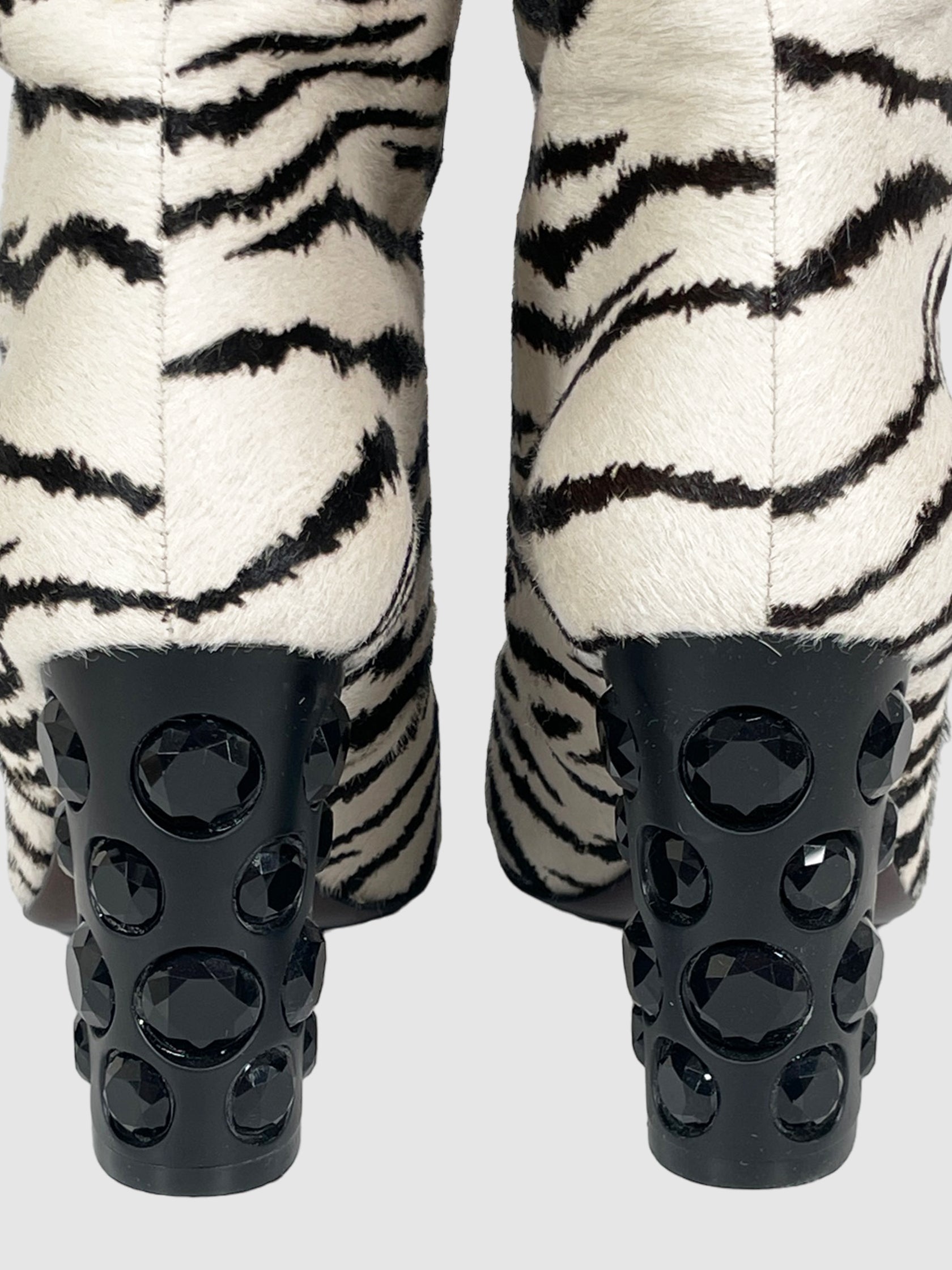 Lanvin Calf Hair Animal Print Boots - Size 39
