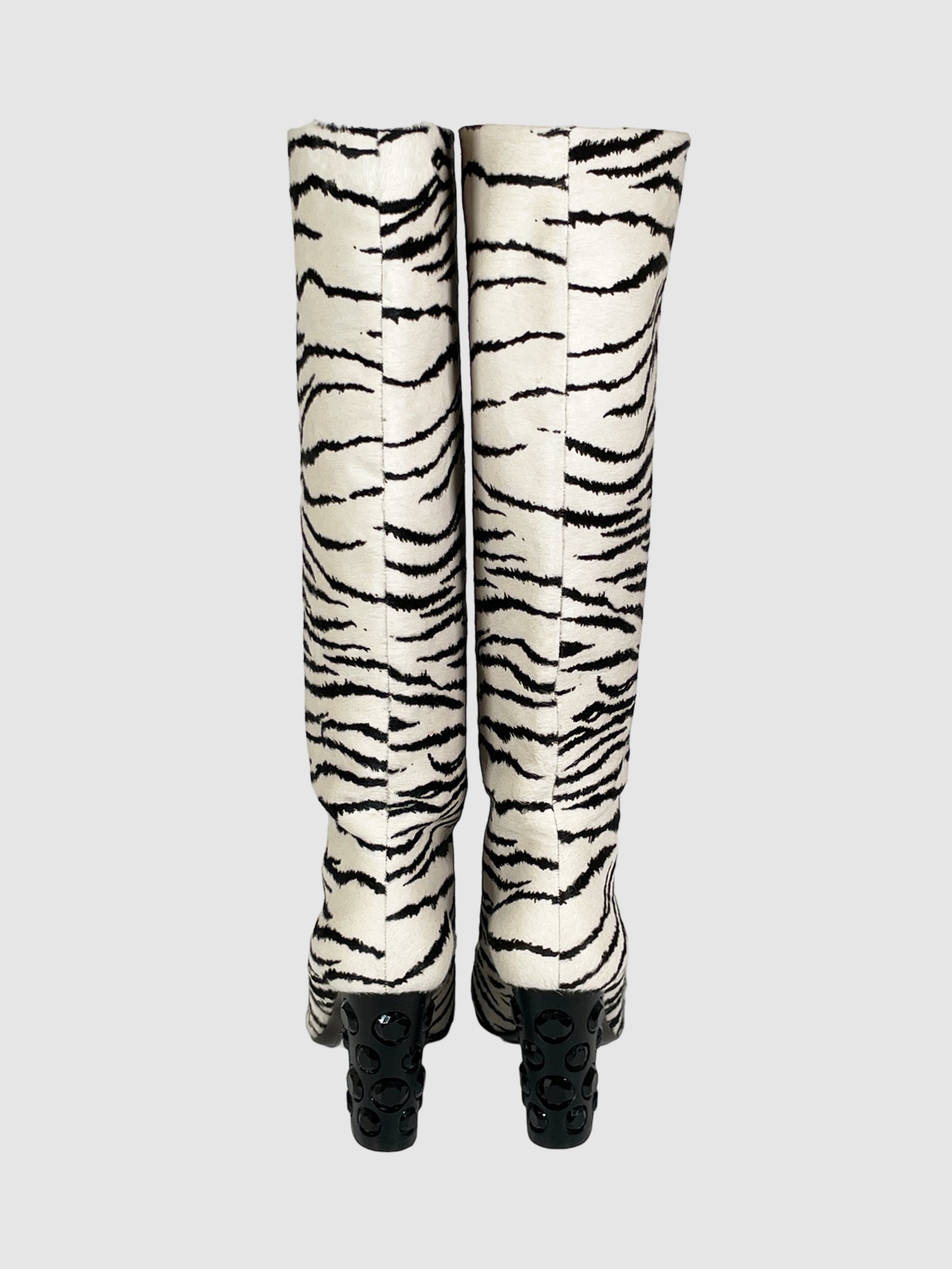 Lanvin Calf Hair Animal Print Boots - Size 39