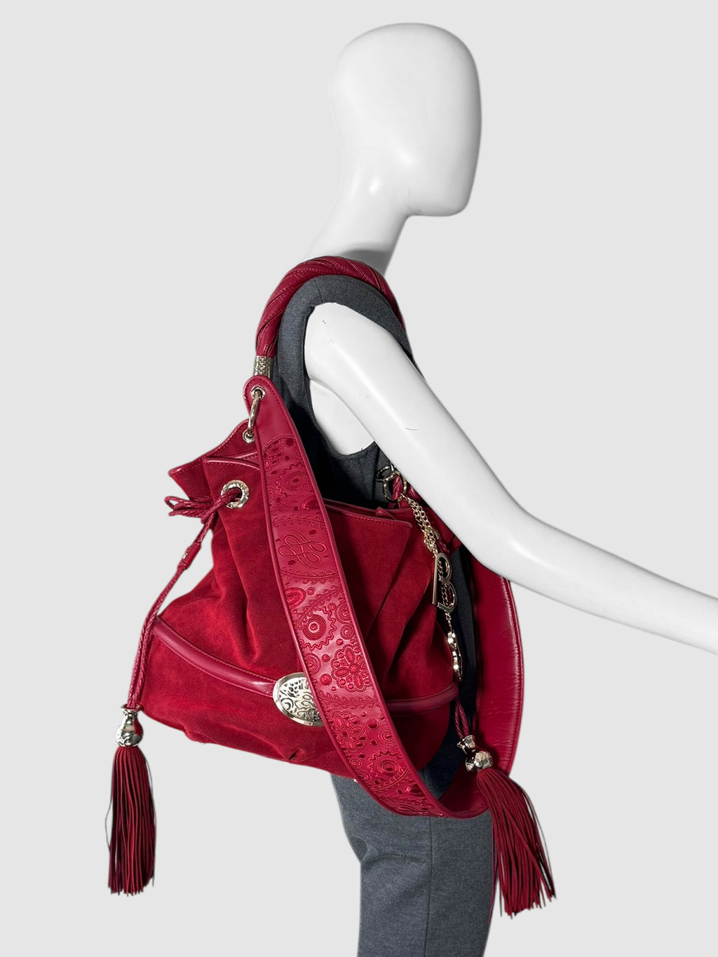 Lancel Brigitte Bardot BB Red Suede Shoulder Bag Luxury Designer Resale Consignment Toronto Secondhand Pre-Loved