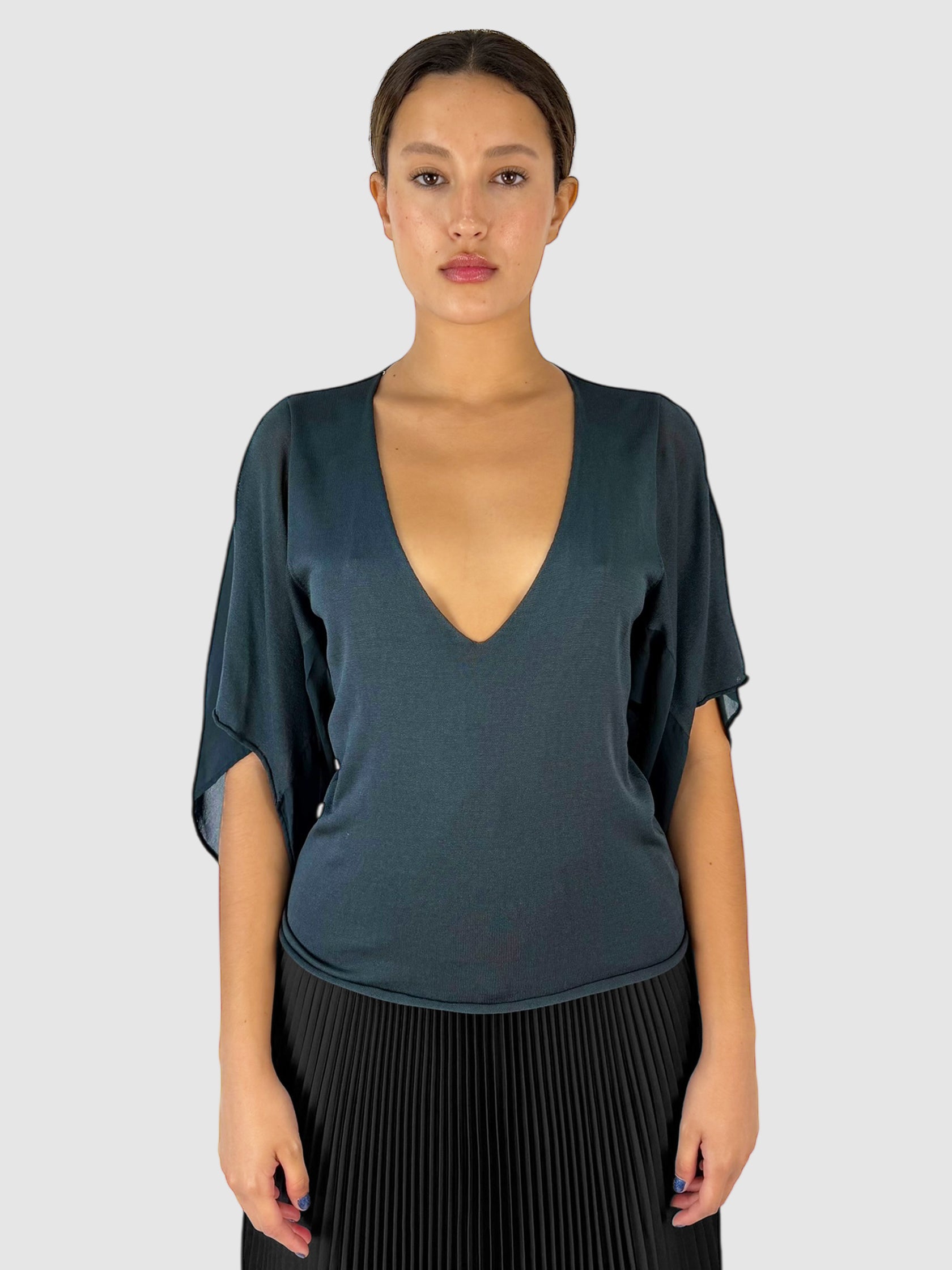 Silk Deep Cut Top