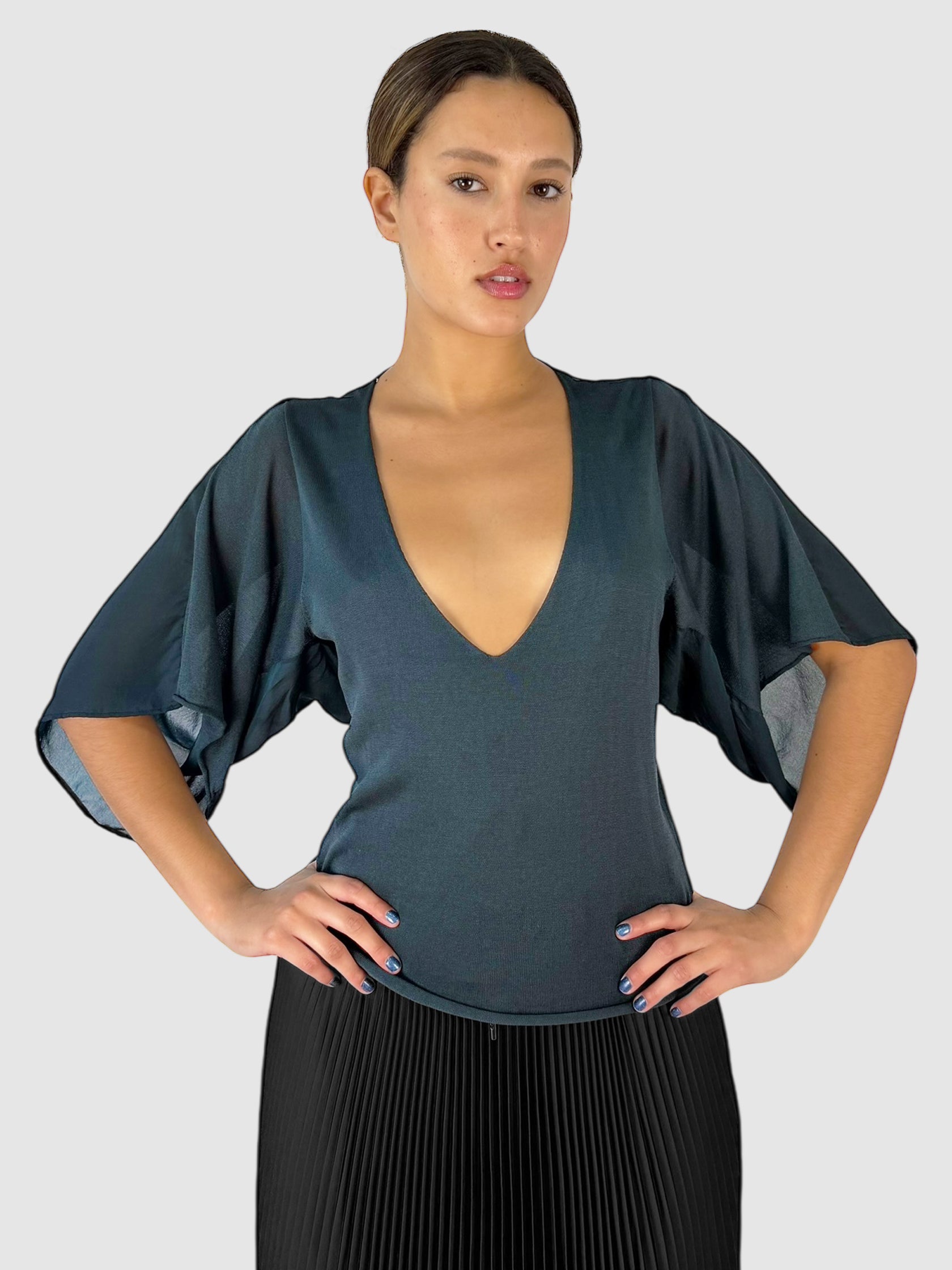 Silk Deep Cut Top
