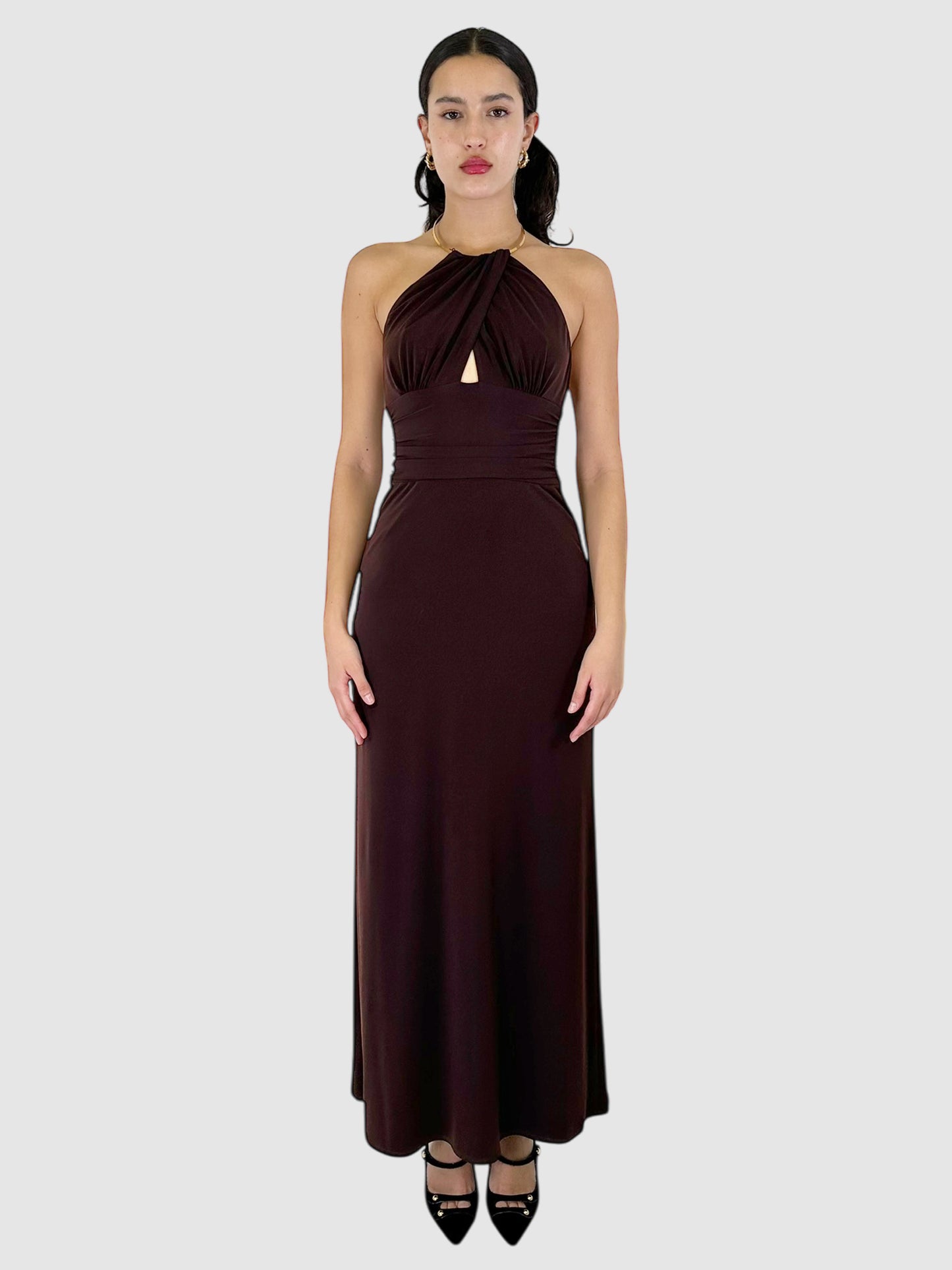 Front Keyhole Halter Maxi Dress - Size 4