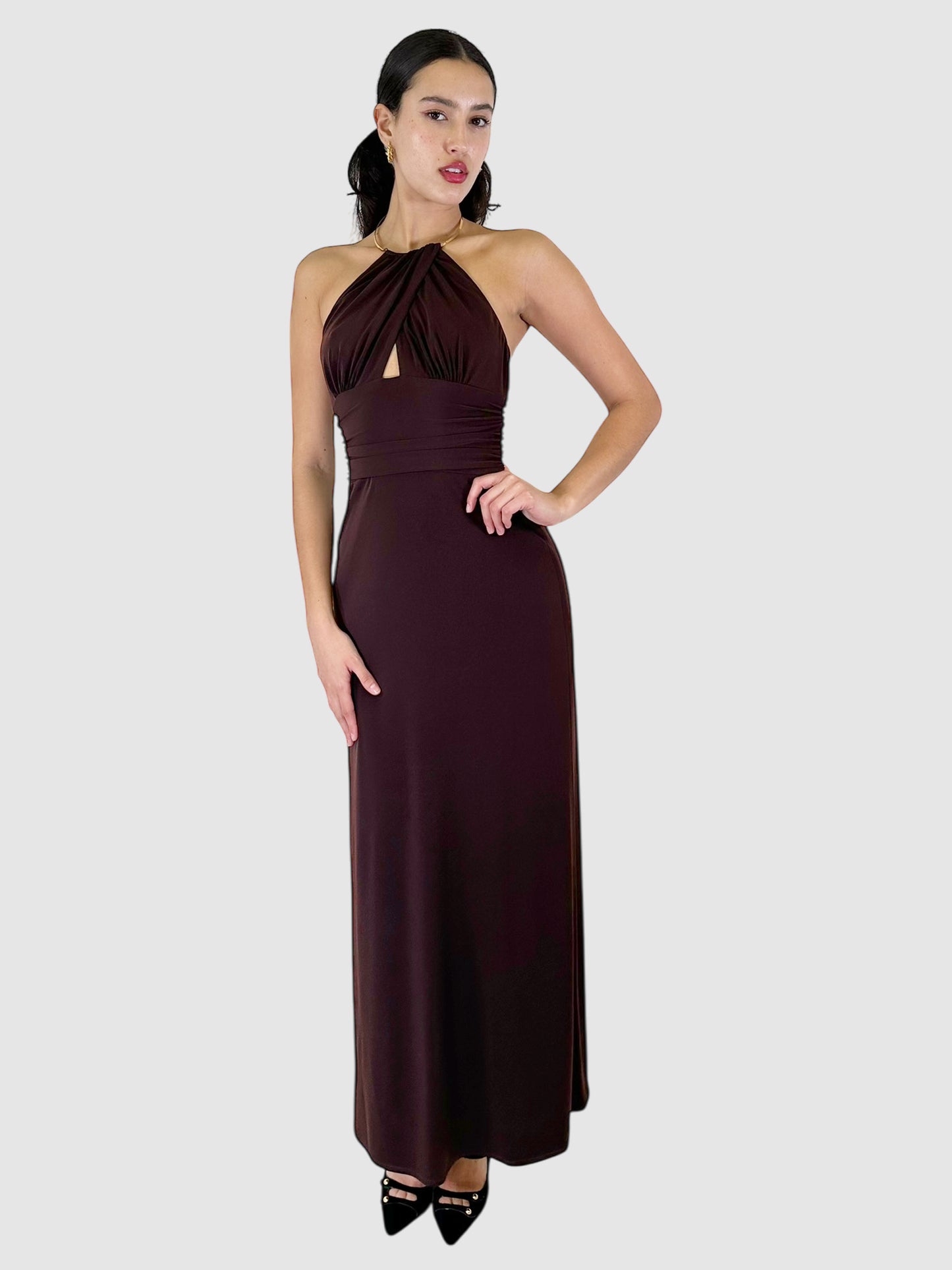 Front Keyhole Halter Maxi Dress - Size 4