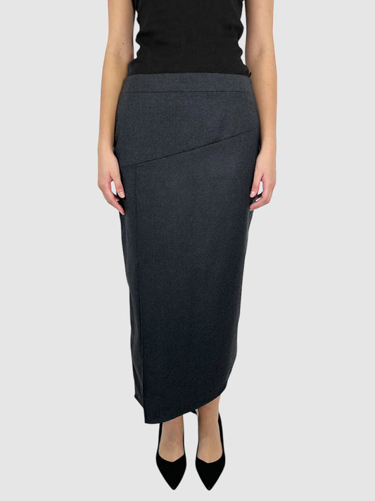 Wool Side Slit Maxi Skirt - Size 12