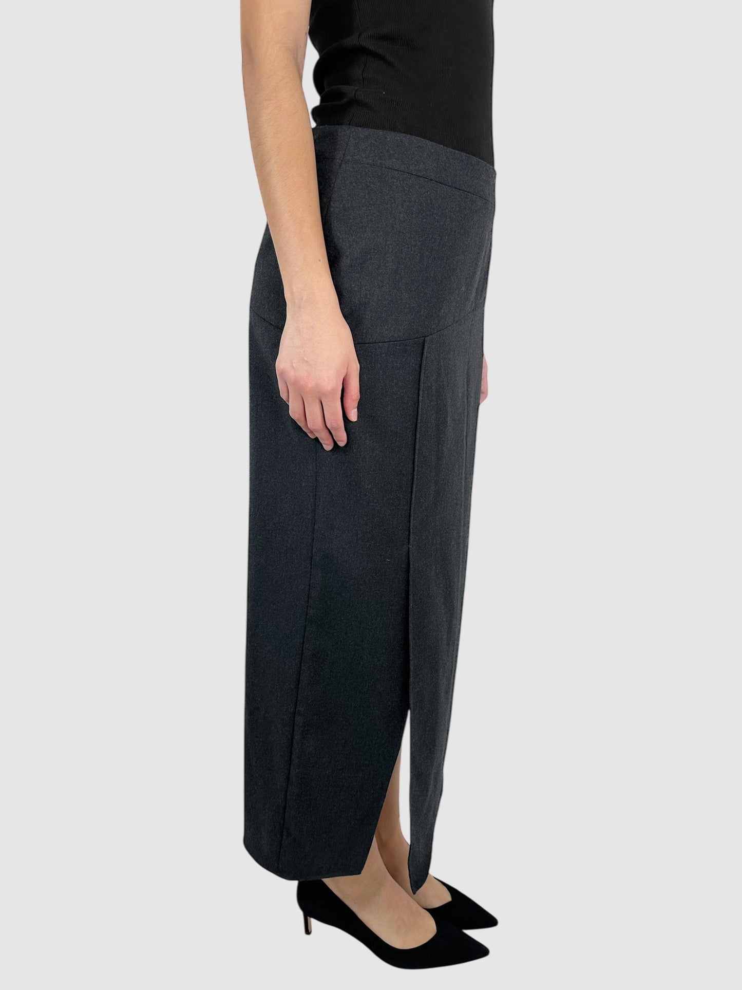 Wool Side Slit Maxi Skirt - Size 12