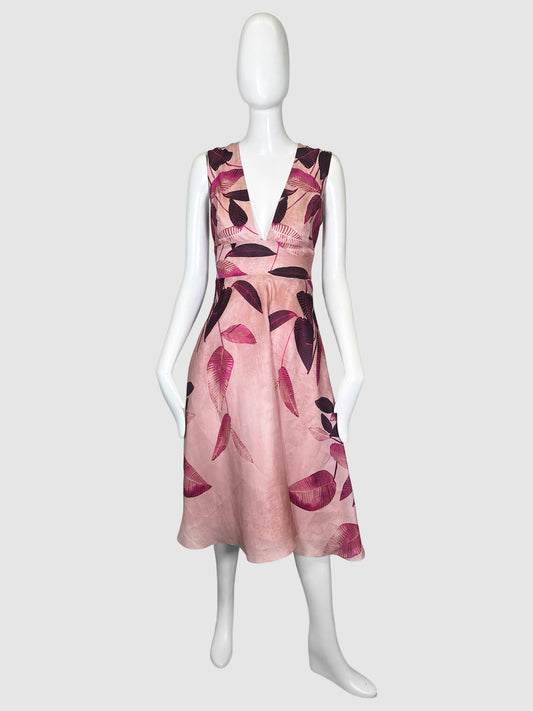 Lela Rose Floral V-Neck Dress - Size 0