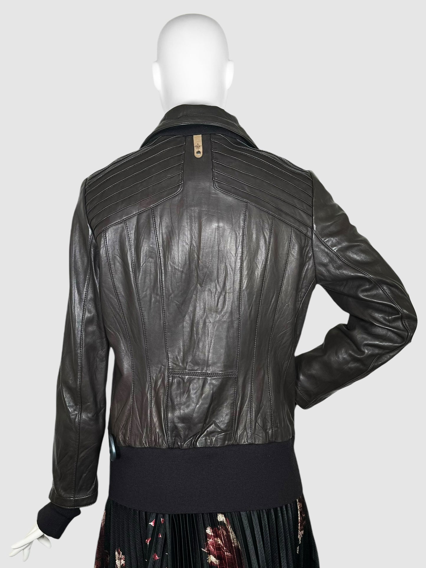 Zip-Up Leather Jacket - Size L