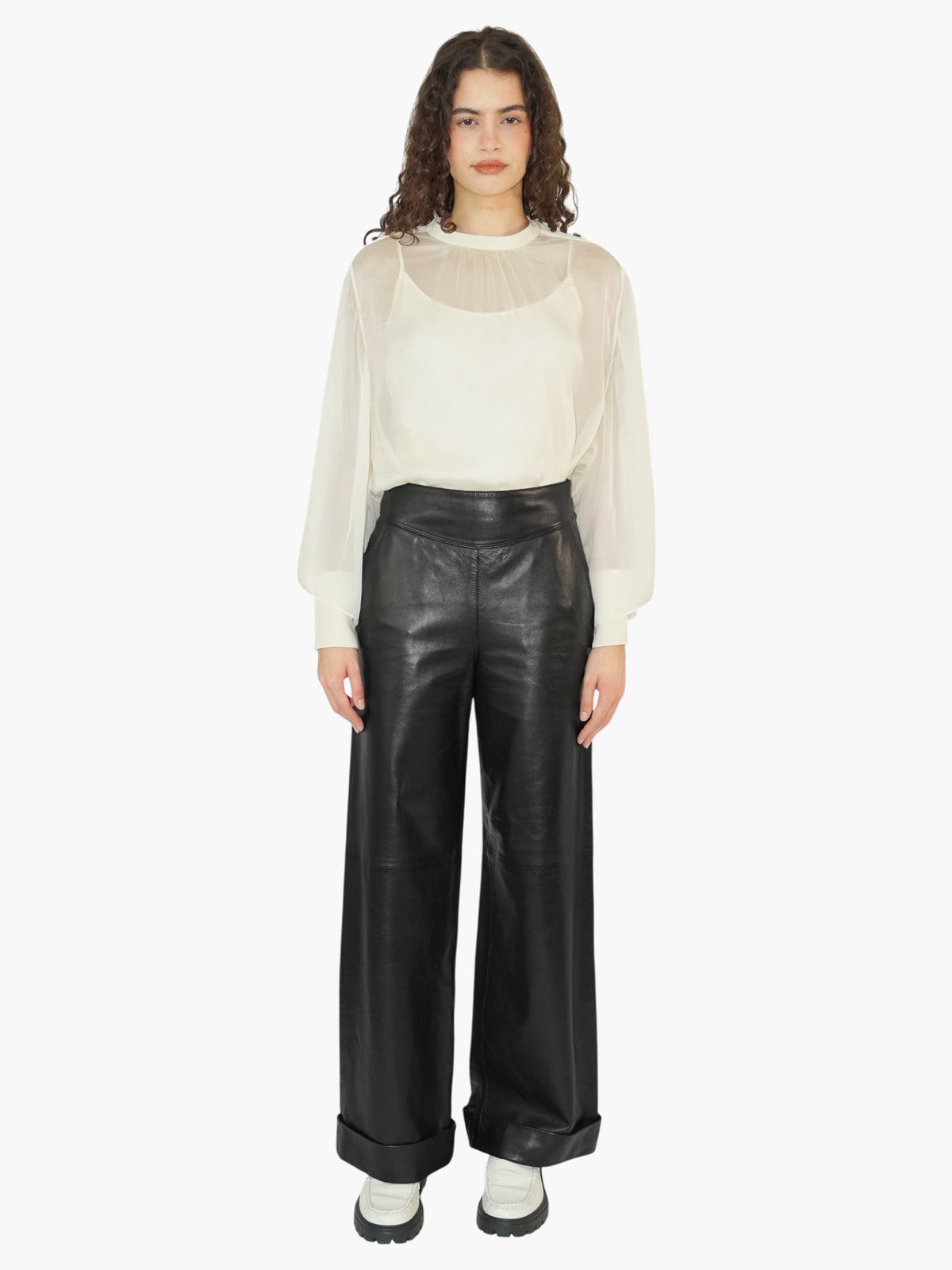 Leather Wide Leg Pants