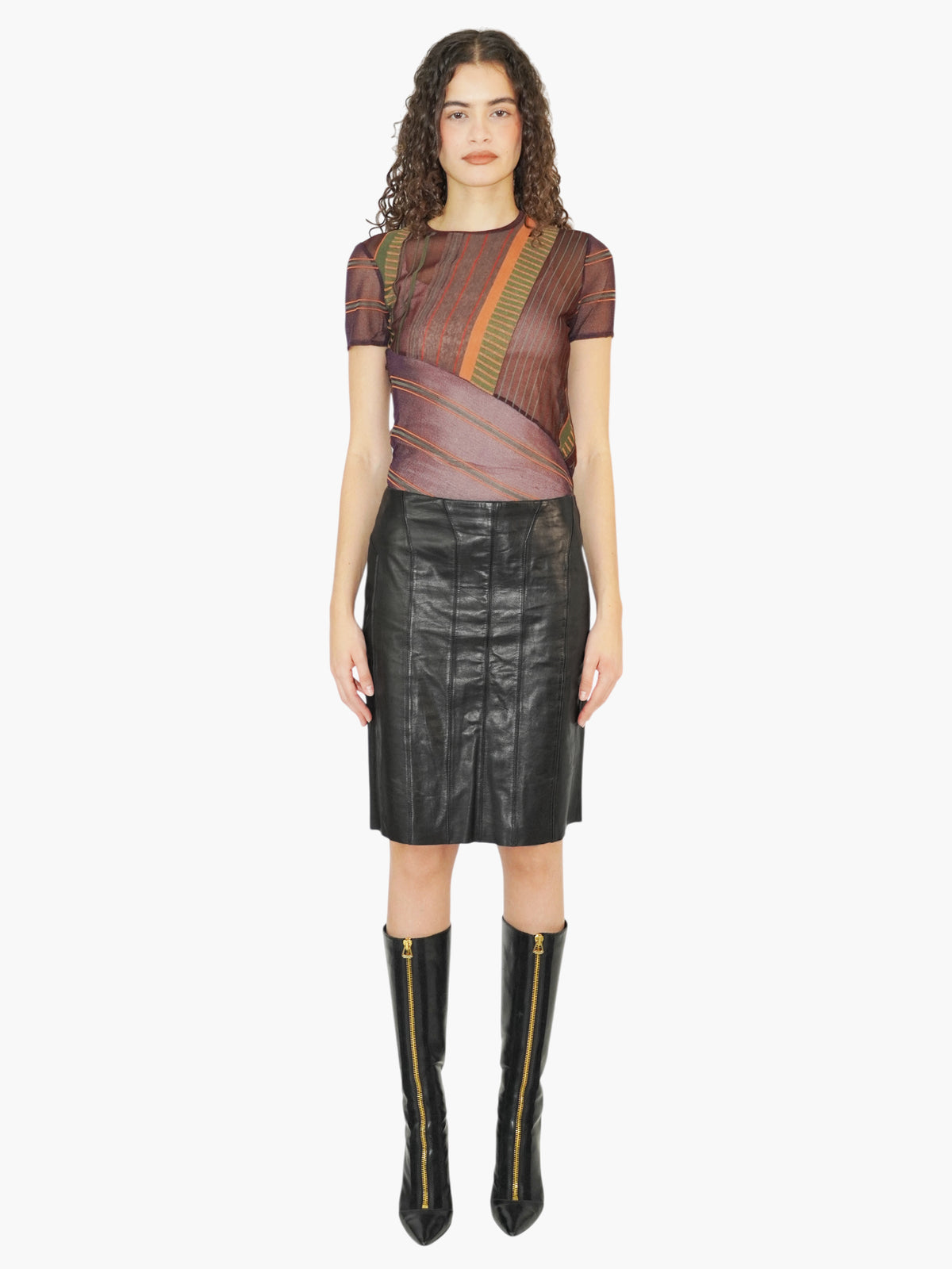 Panelled Leather Skirt