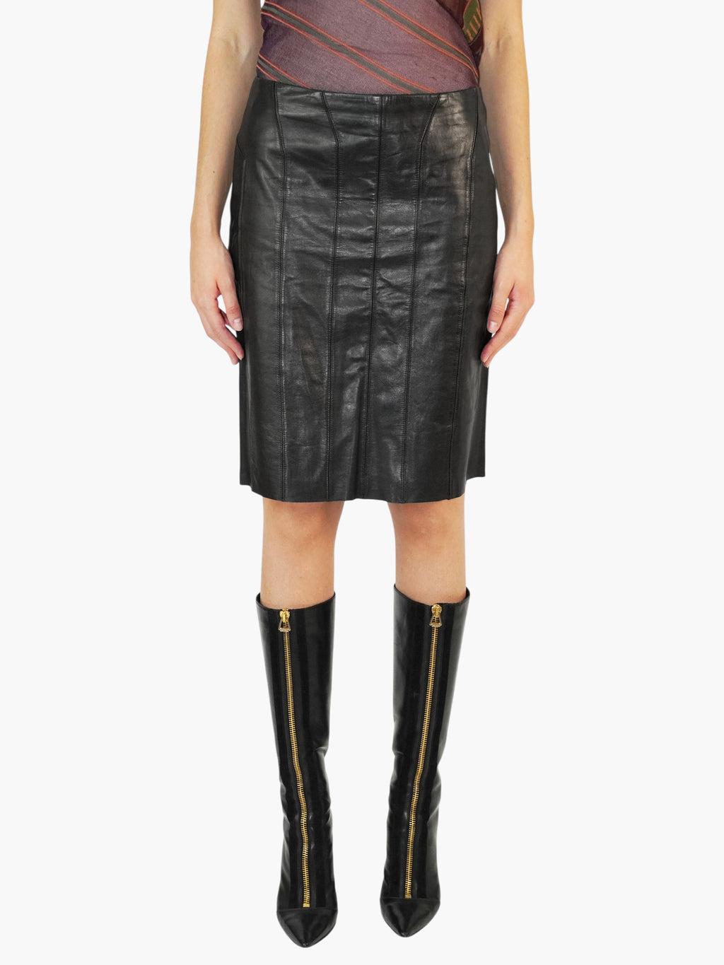 Panelled Leather Skirt