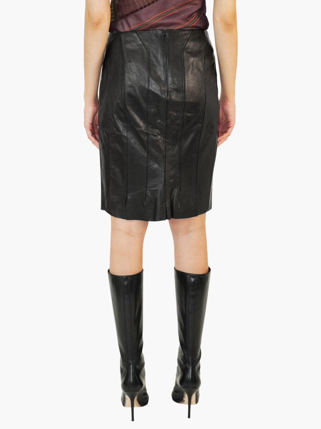 Panelled Leather Skirt