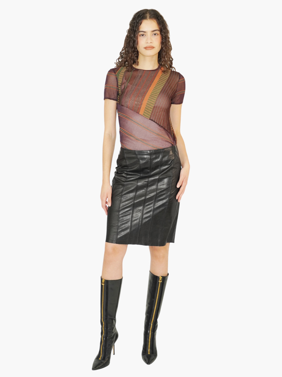 Panelled Leather Skirt