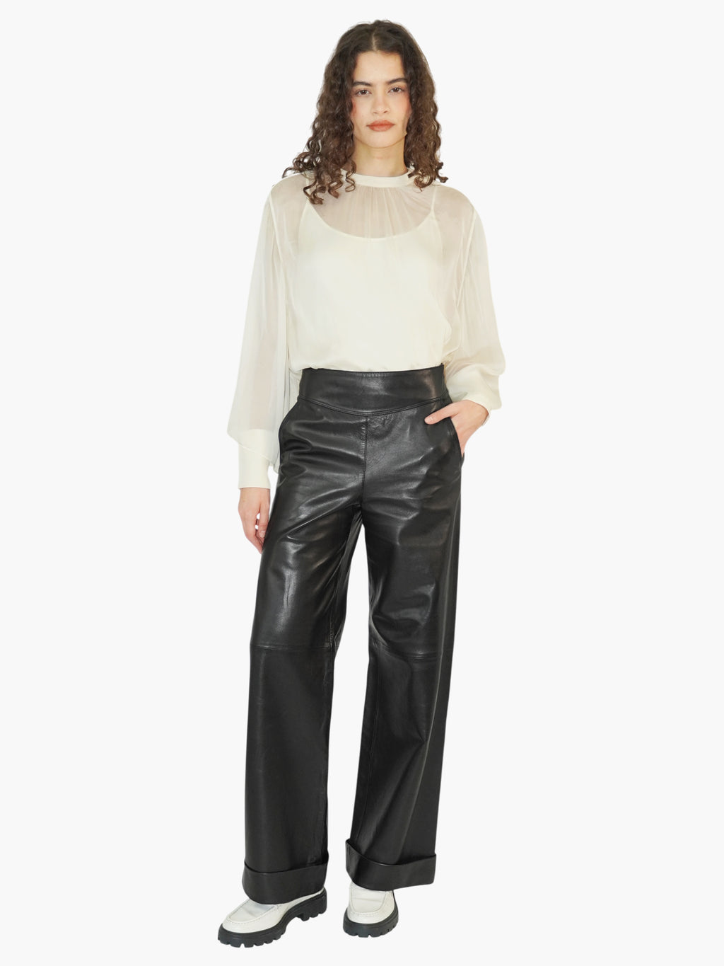 Leather Wide Leg Pants
