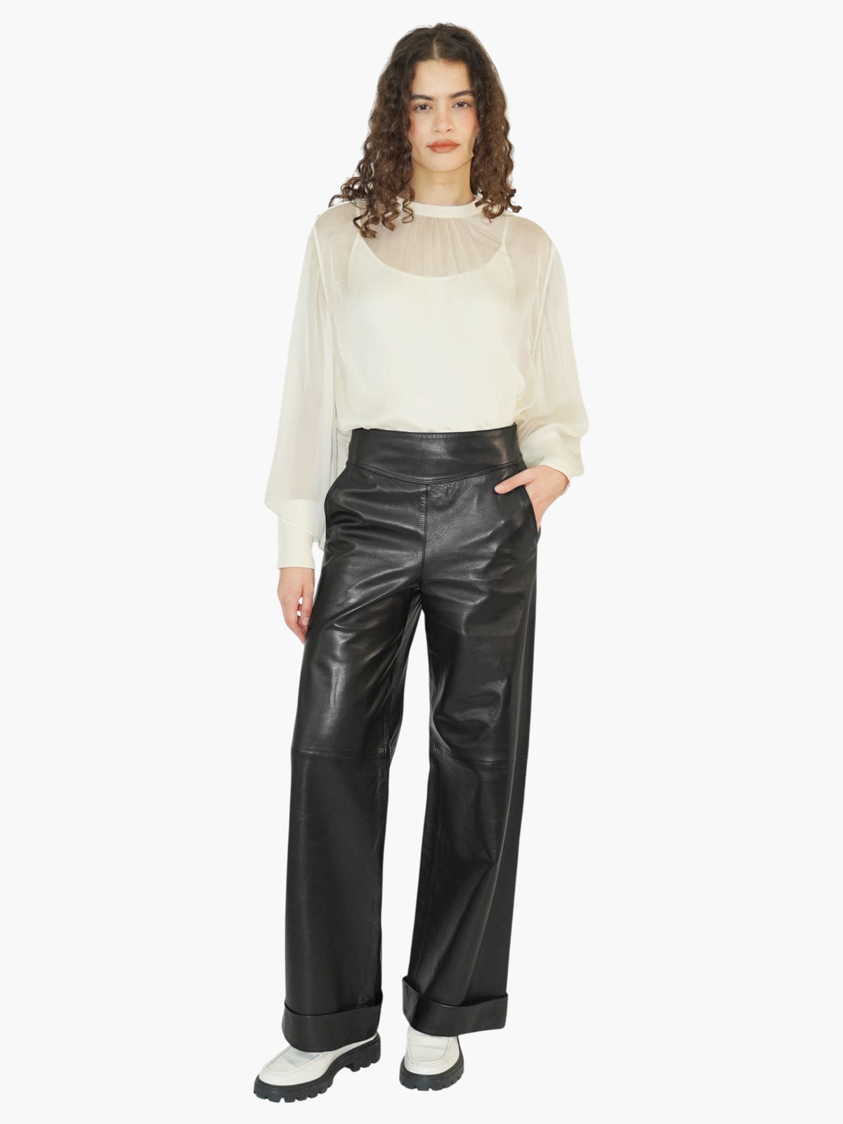 Leather Wide Leg Pants