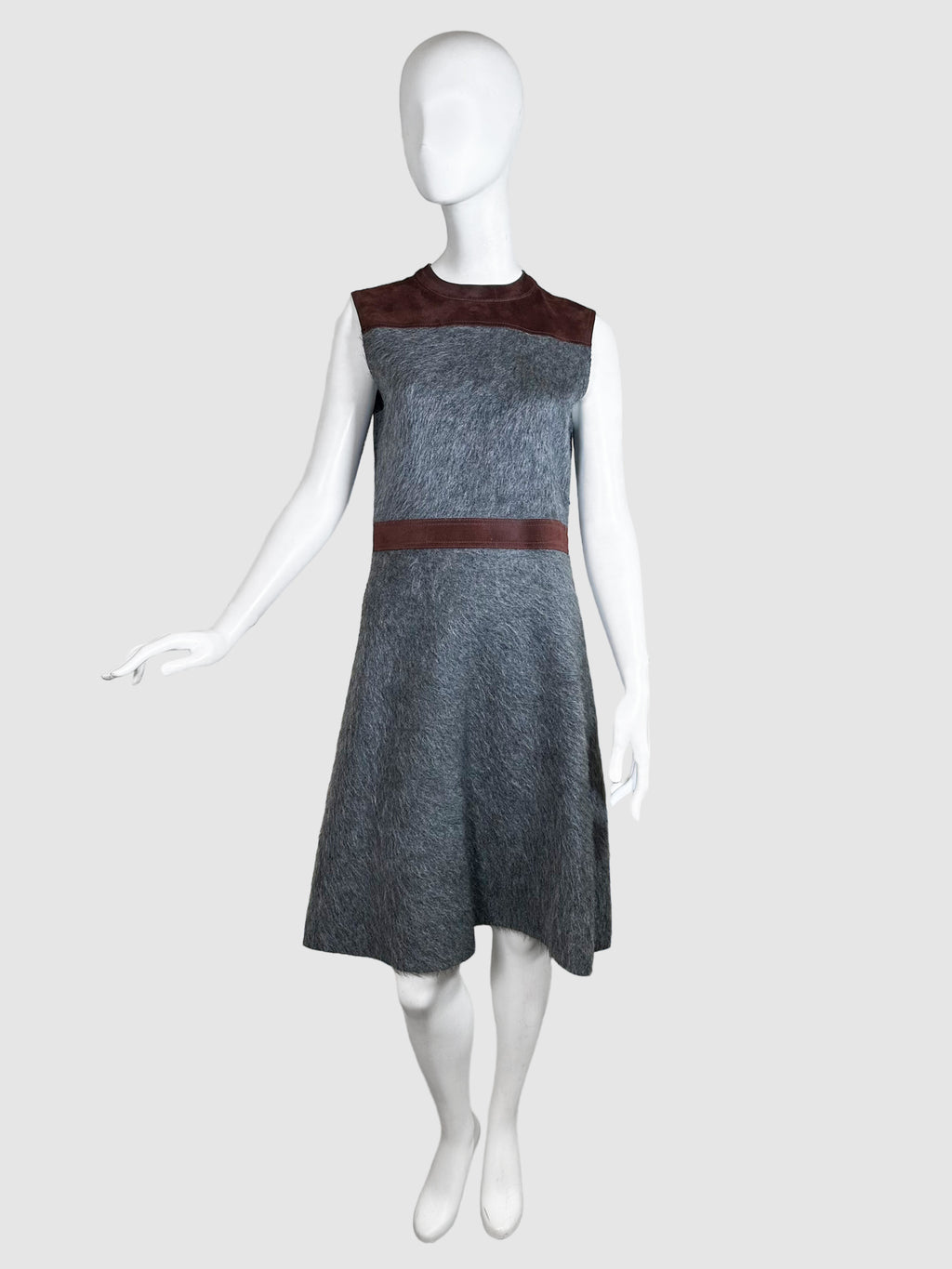 Louis Vuitton Wool Blend Suede Accent Dress - Size M