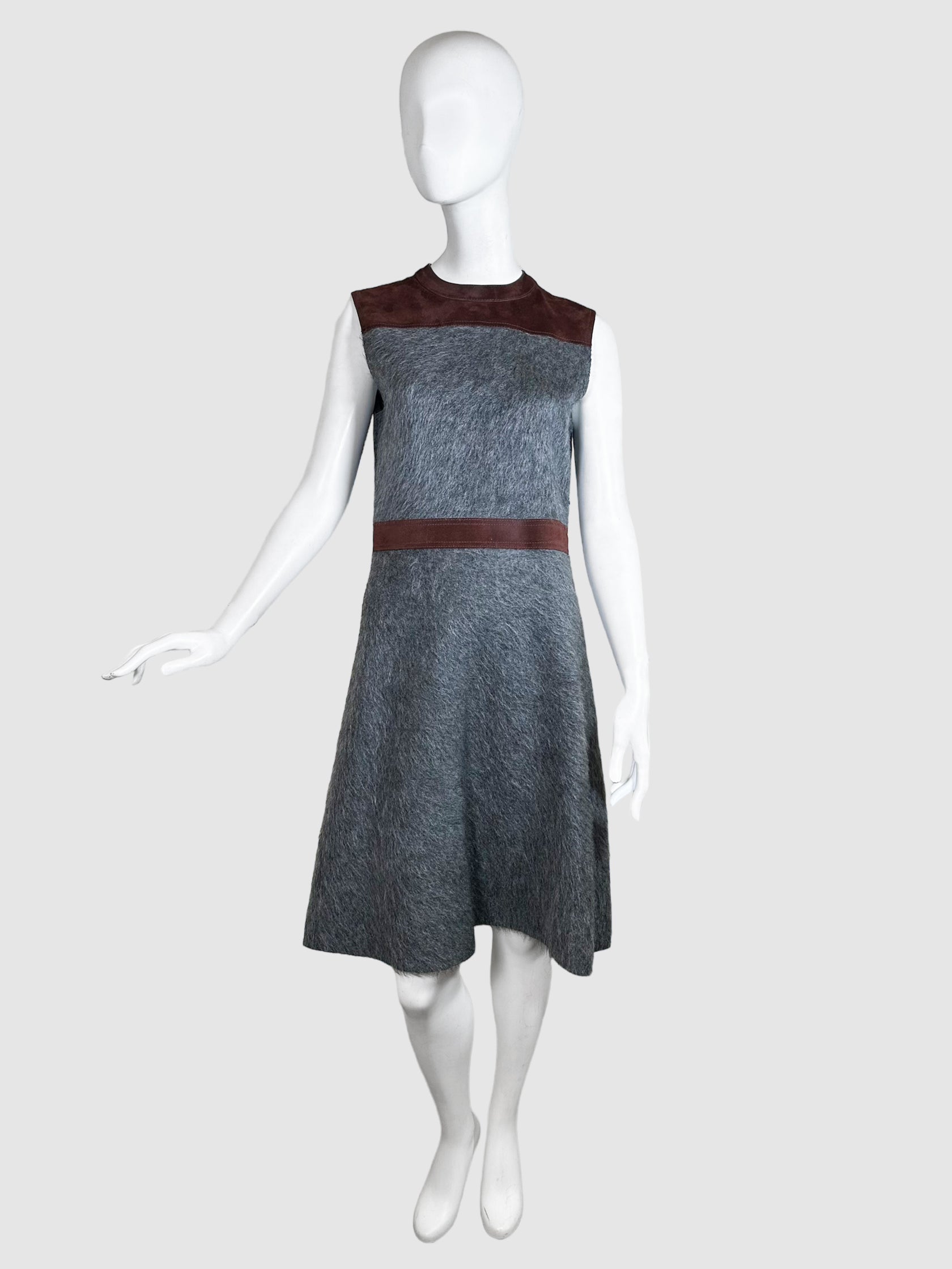 Louis Vuitton Wool Blend Suede Accent Dress - Size M