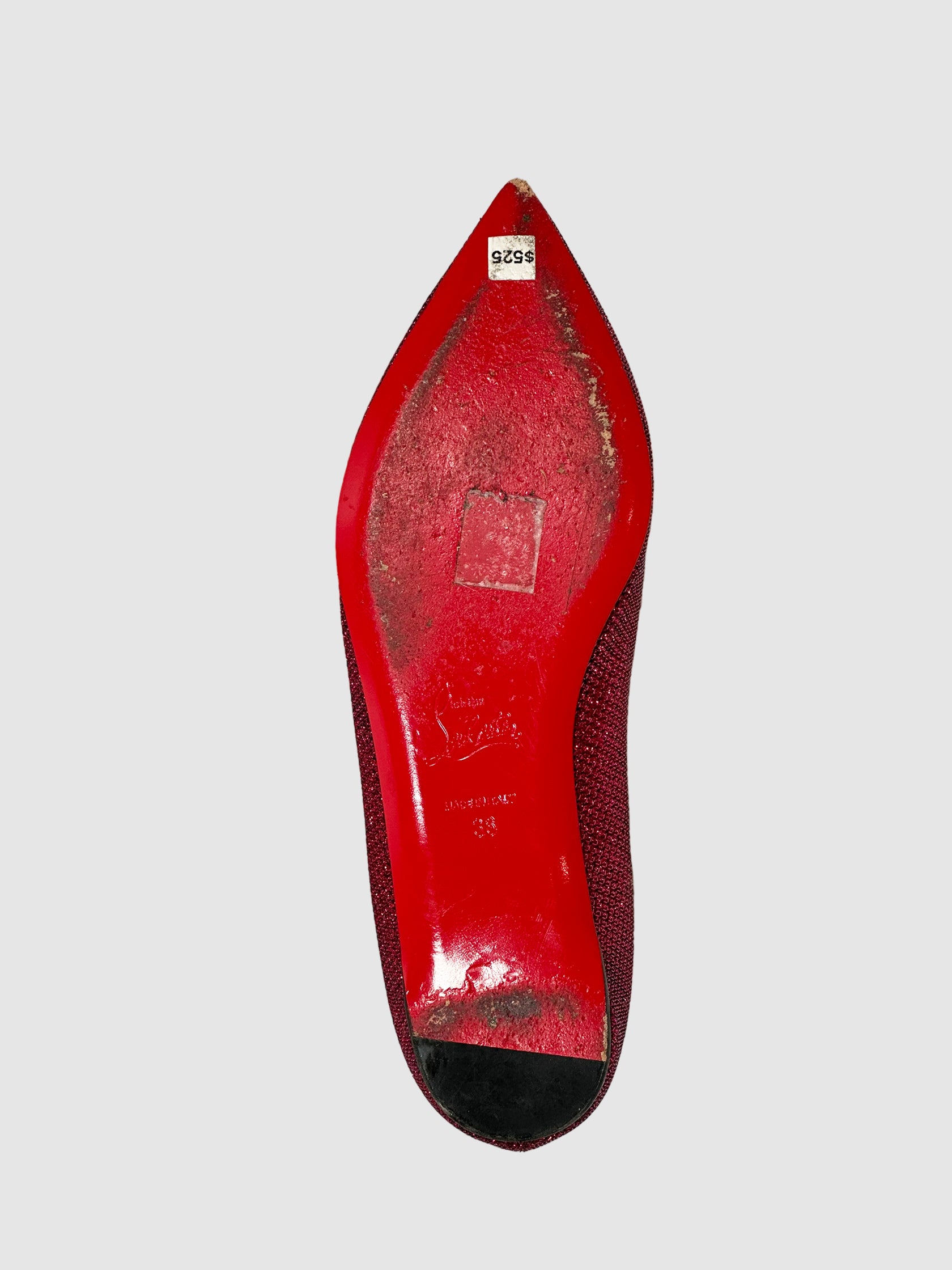 Christian Louboutin Sparkling 'Heart" Flats - Size 36.5