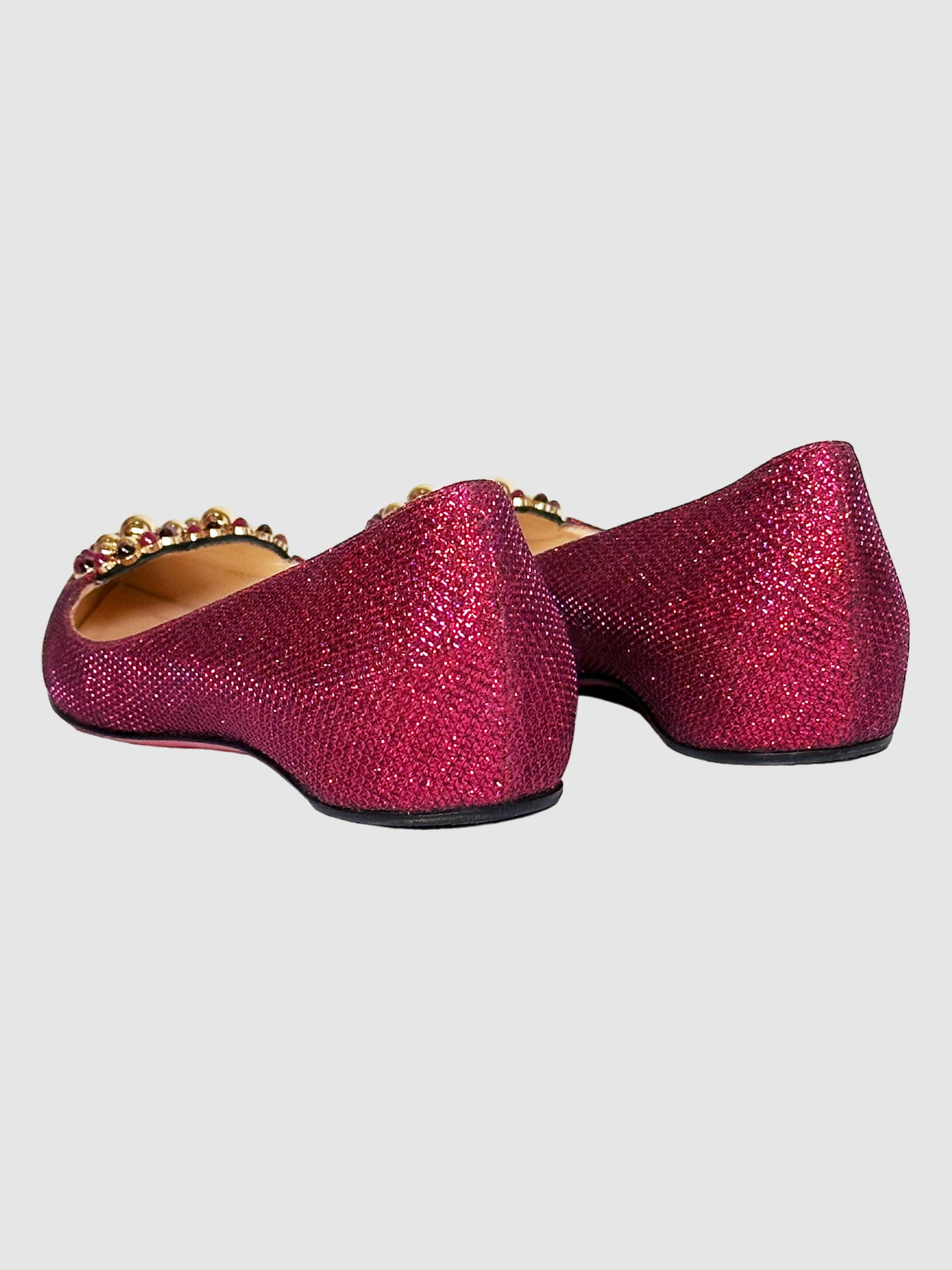 Christian Louboutin Sparkling 'Heart" Flats - Size 36.5