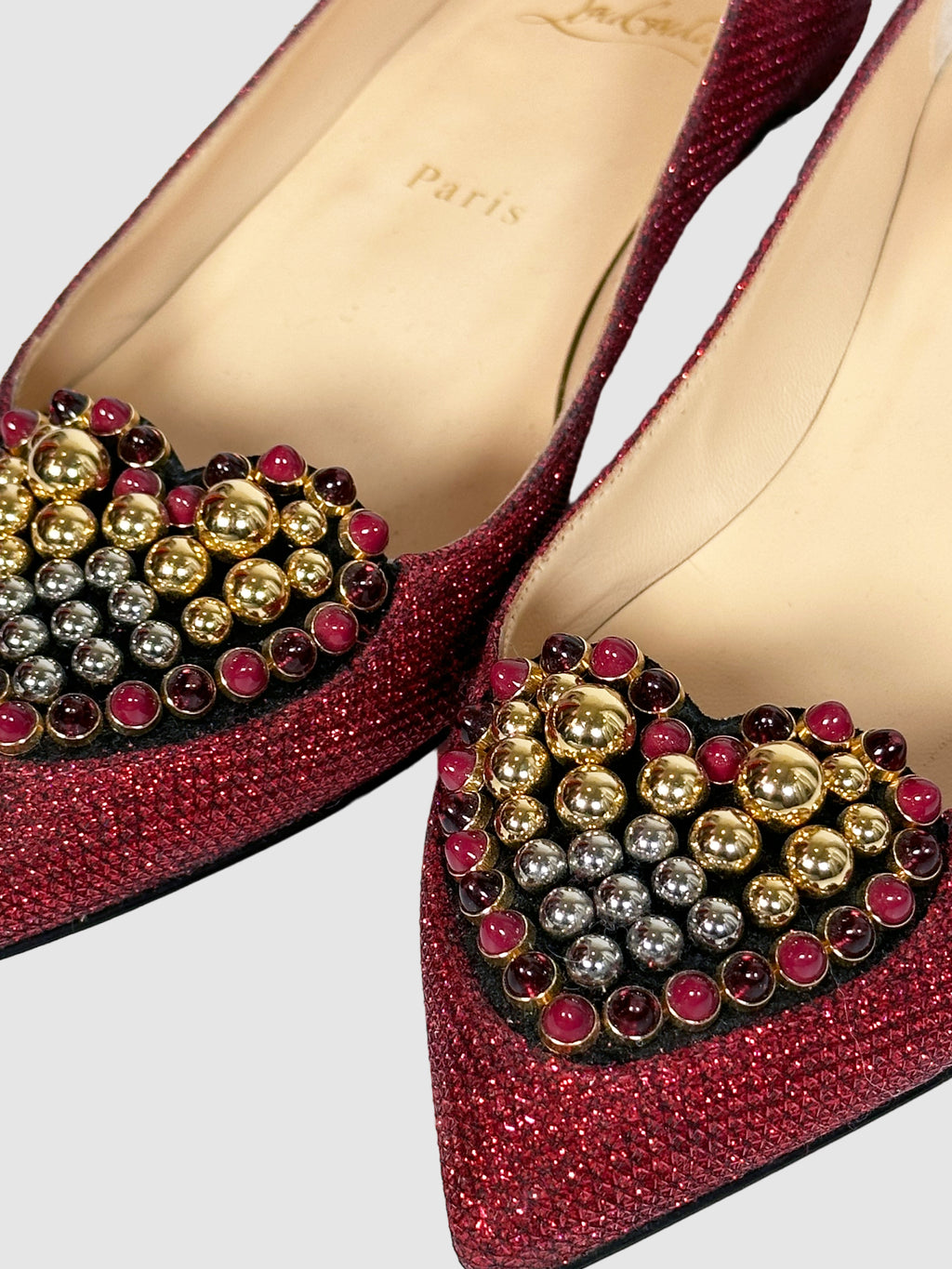 Christian Louboutin Sparkling 'Heart" Flats - Size 36.5