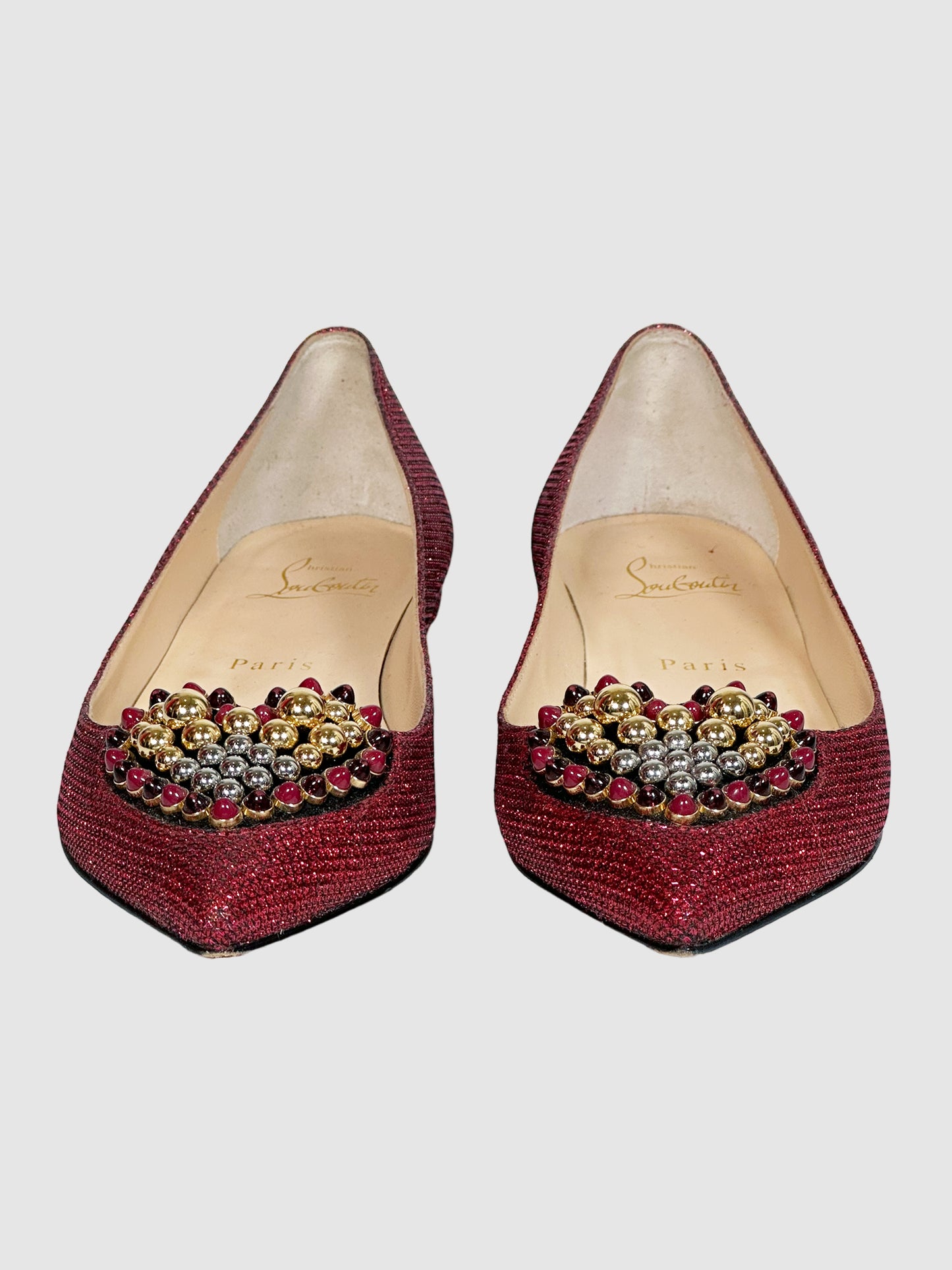 Christian Louboutin Sparkling 'Heart" Flats - Size 36.5