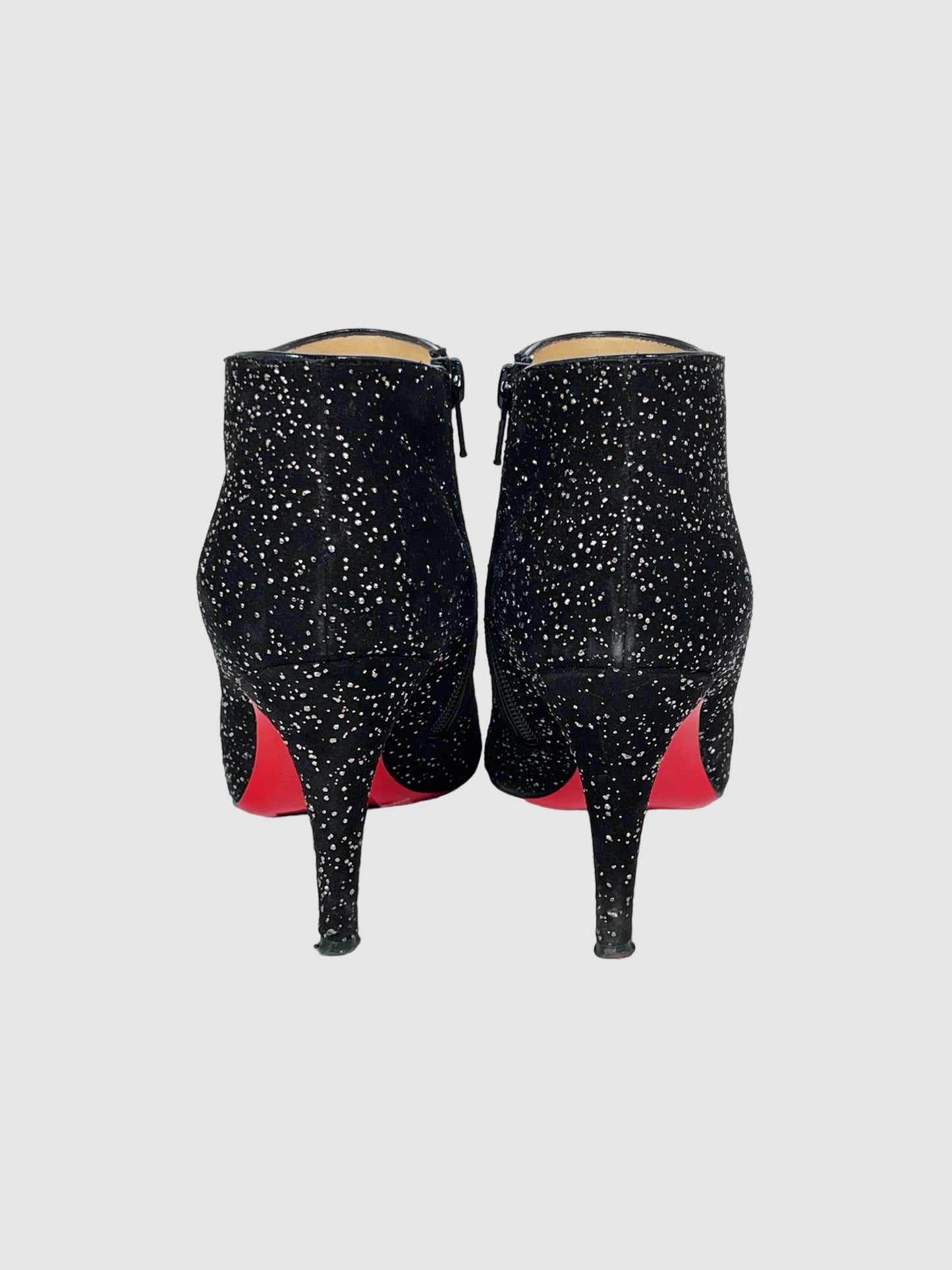 Christian Louboutin Glitter Leather Ankle Boots - Size 36.5