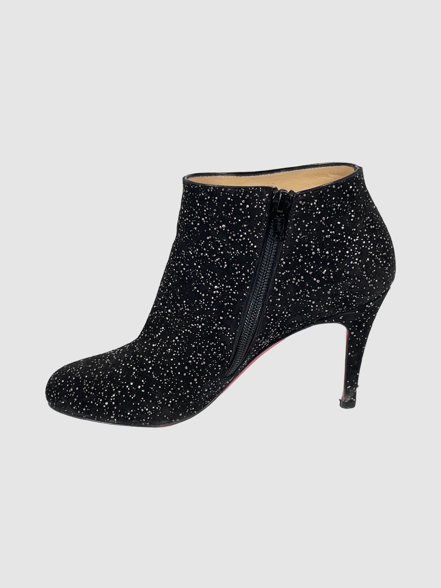 Christian Louboutin Glitter Leather Ankle Boots - Size 36.5