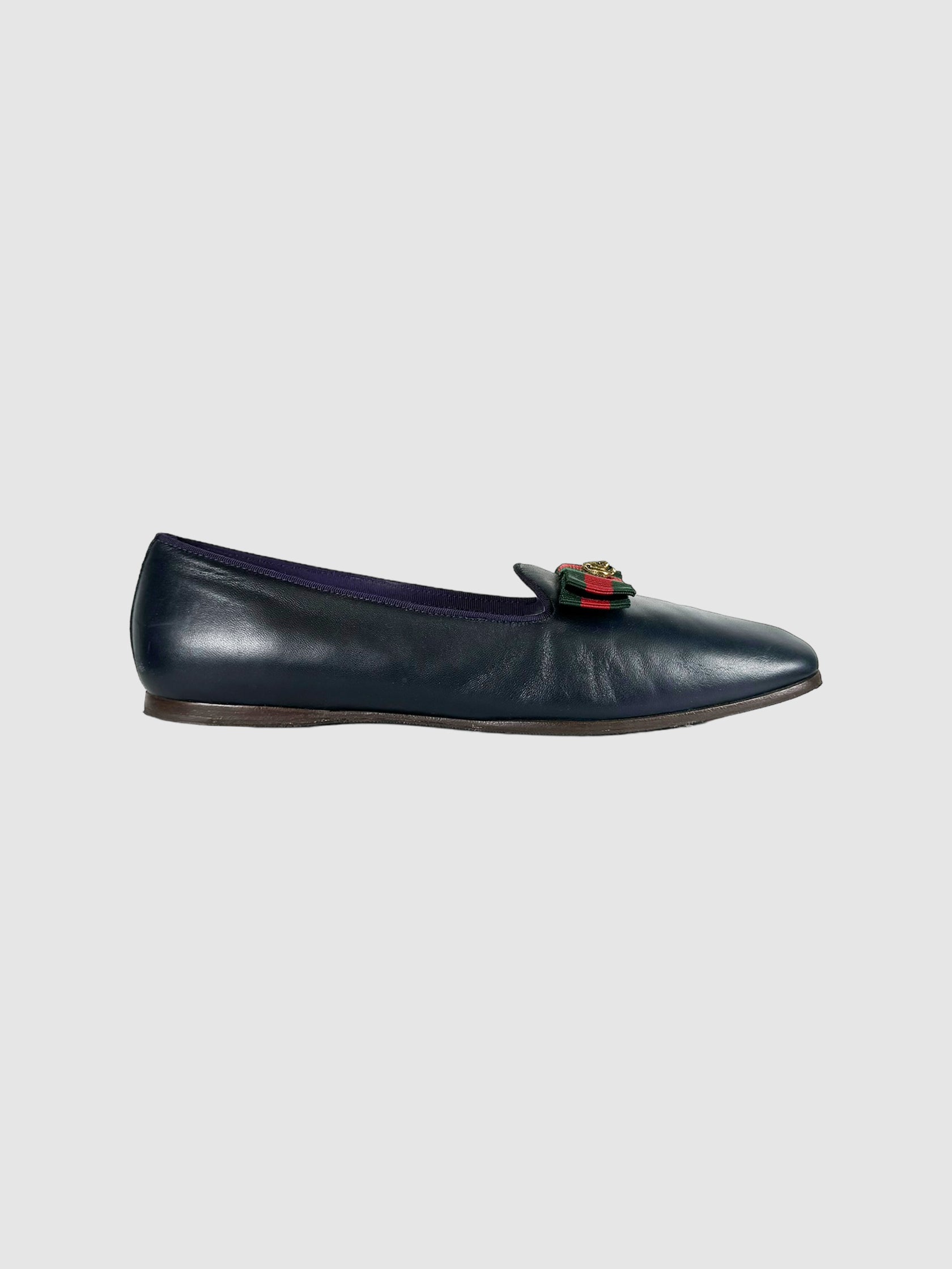 Leather Square Toe Loafers - Size 39