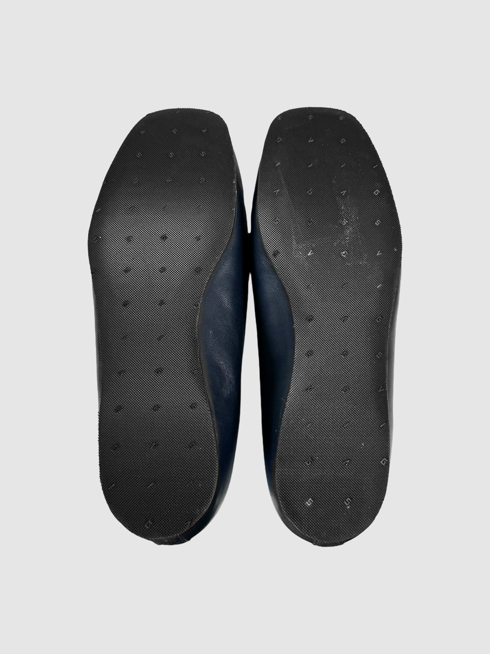 Leather Square Toe Loafers - Size 39