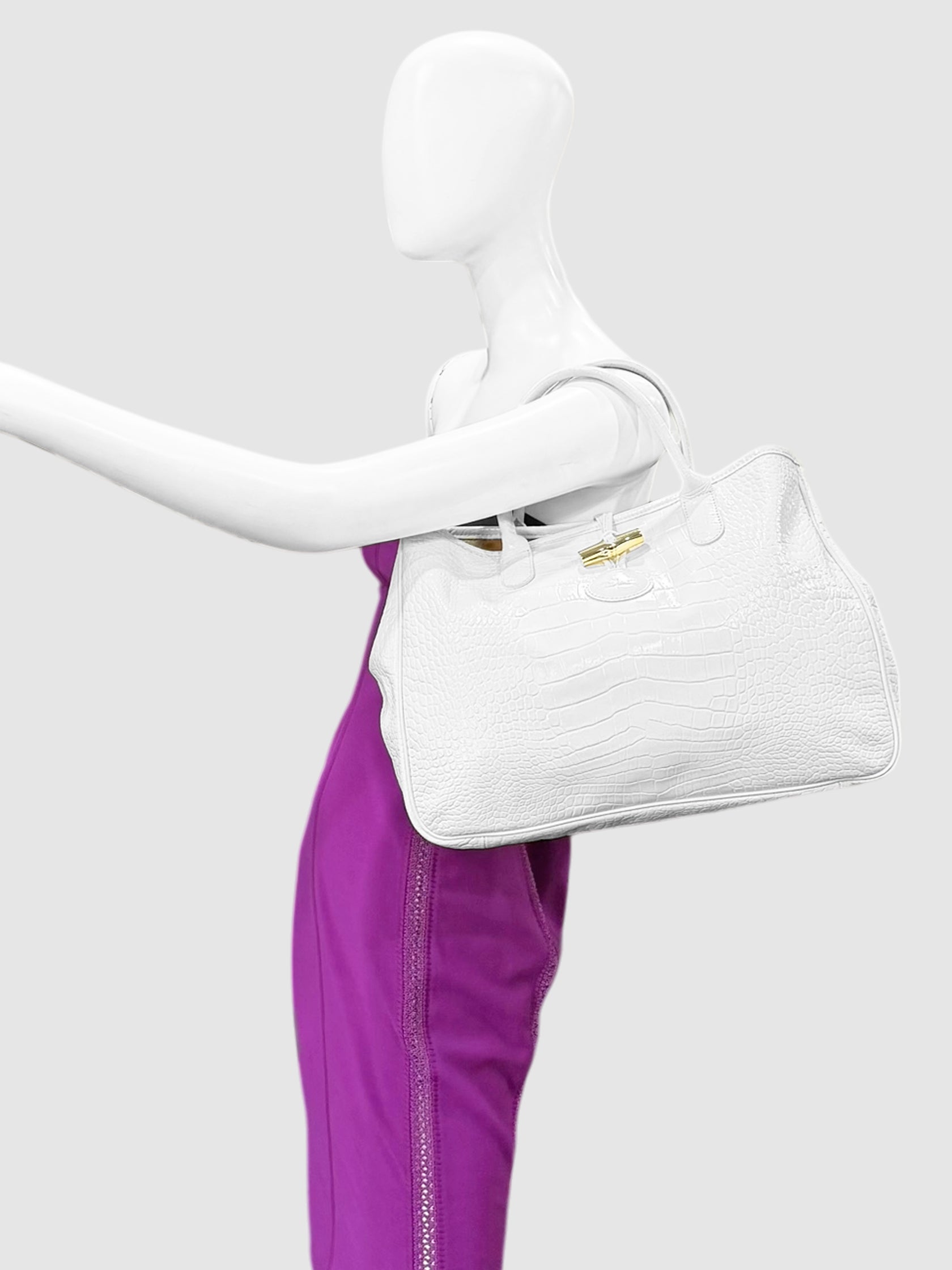 Croc-Embossed Roseau Bag
