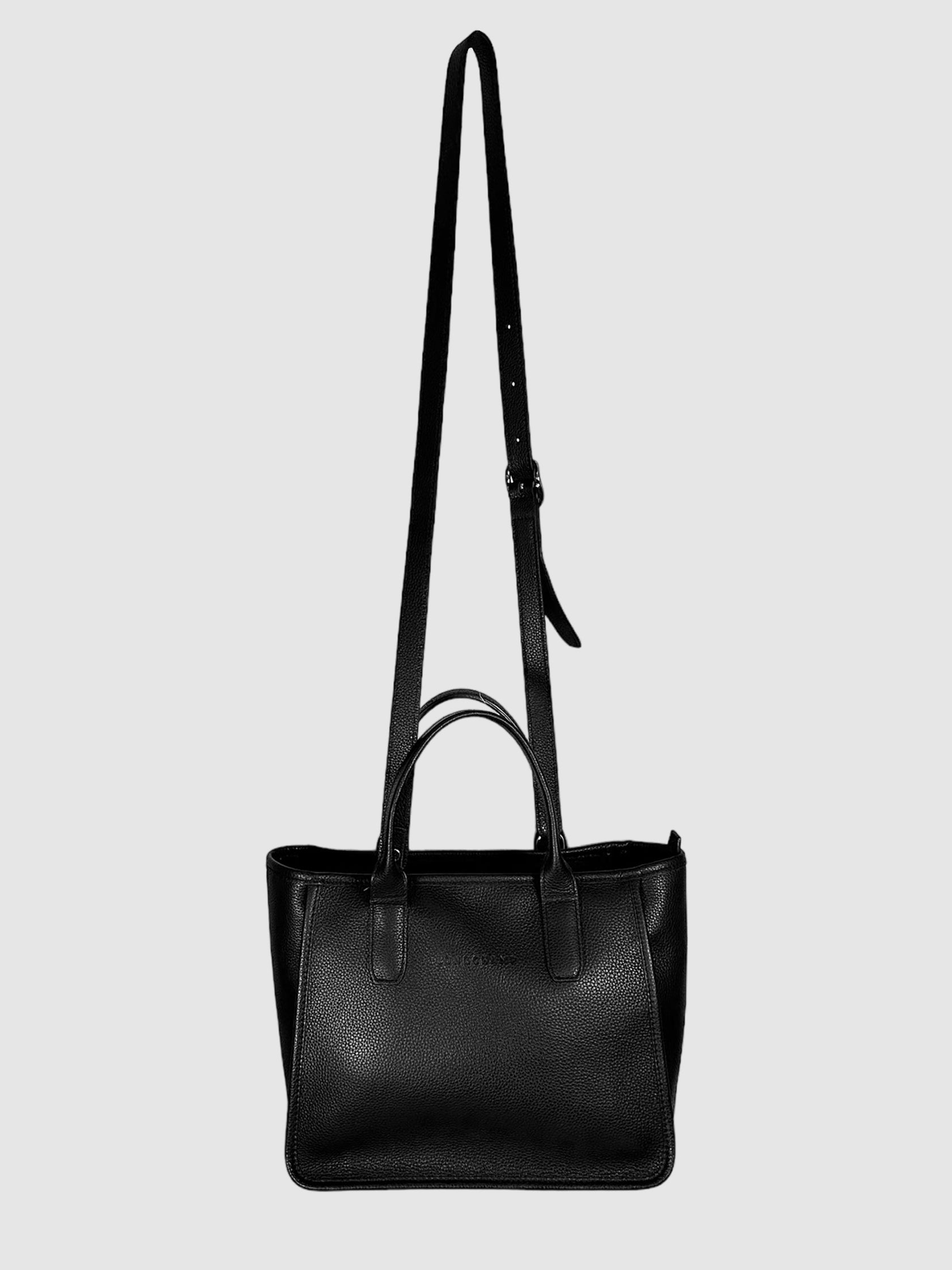 Longchamp Black Leather Le Foulonné Tote Bag Consignment Secondhand Designer Luxury Resale Toronto Trendy