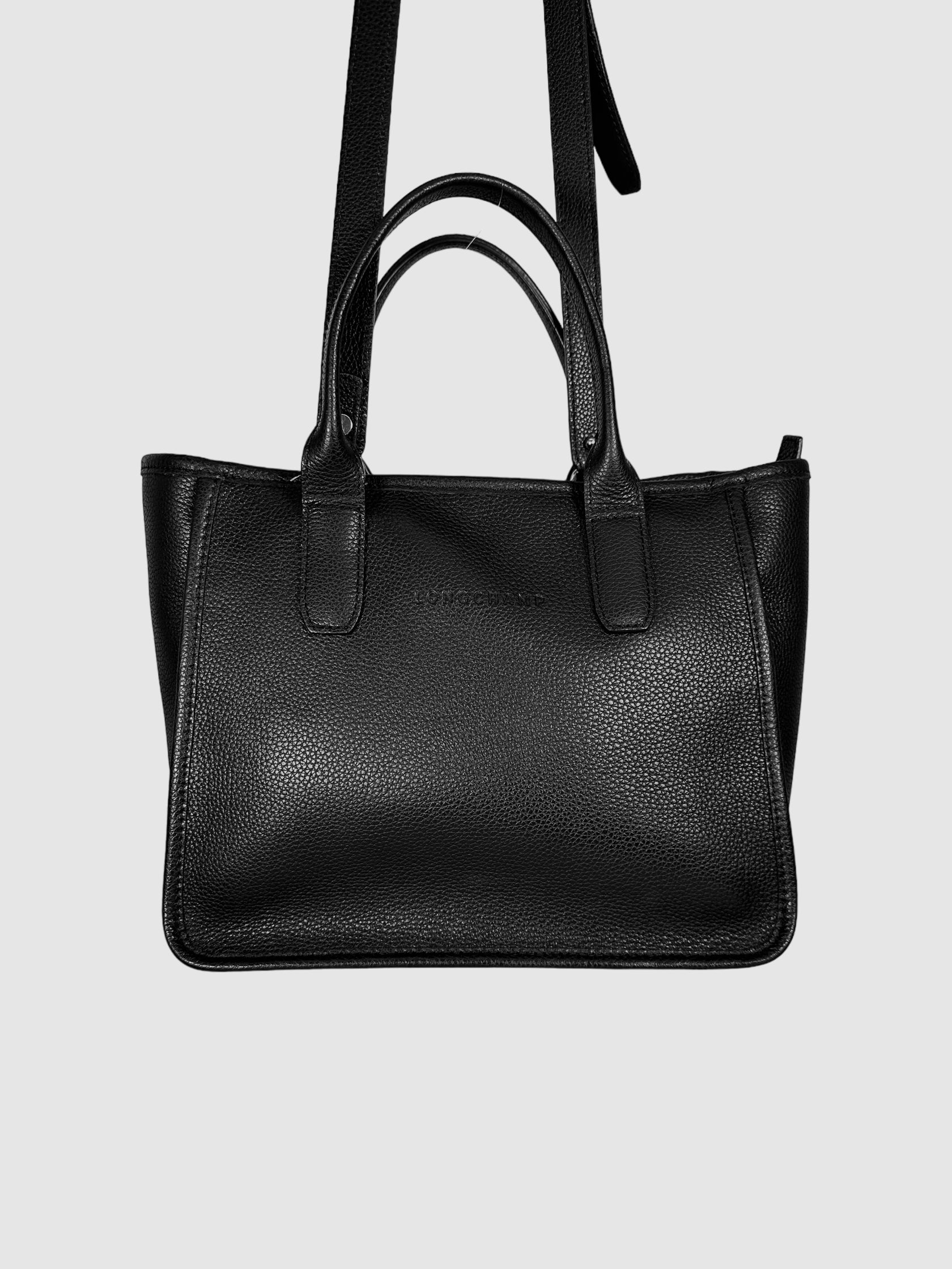 Longchamp Black Leather Le Foulonné Tote Bag Consignment Secondhand Designer Luxury Resale Toronto Trendy