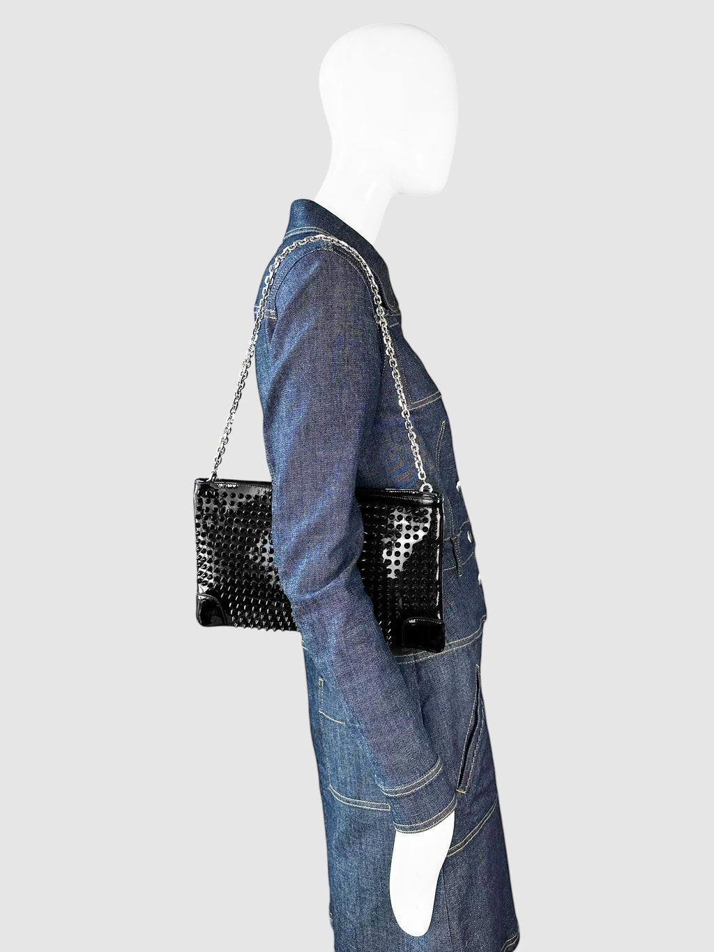 Loubiposh Spiked Chain Strap Clutch