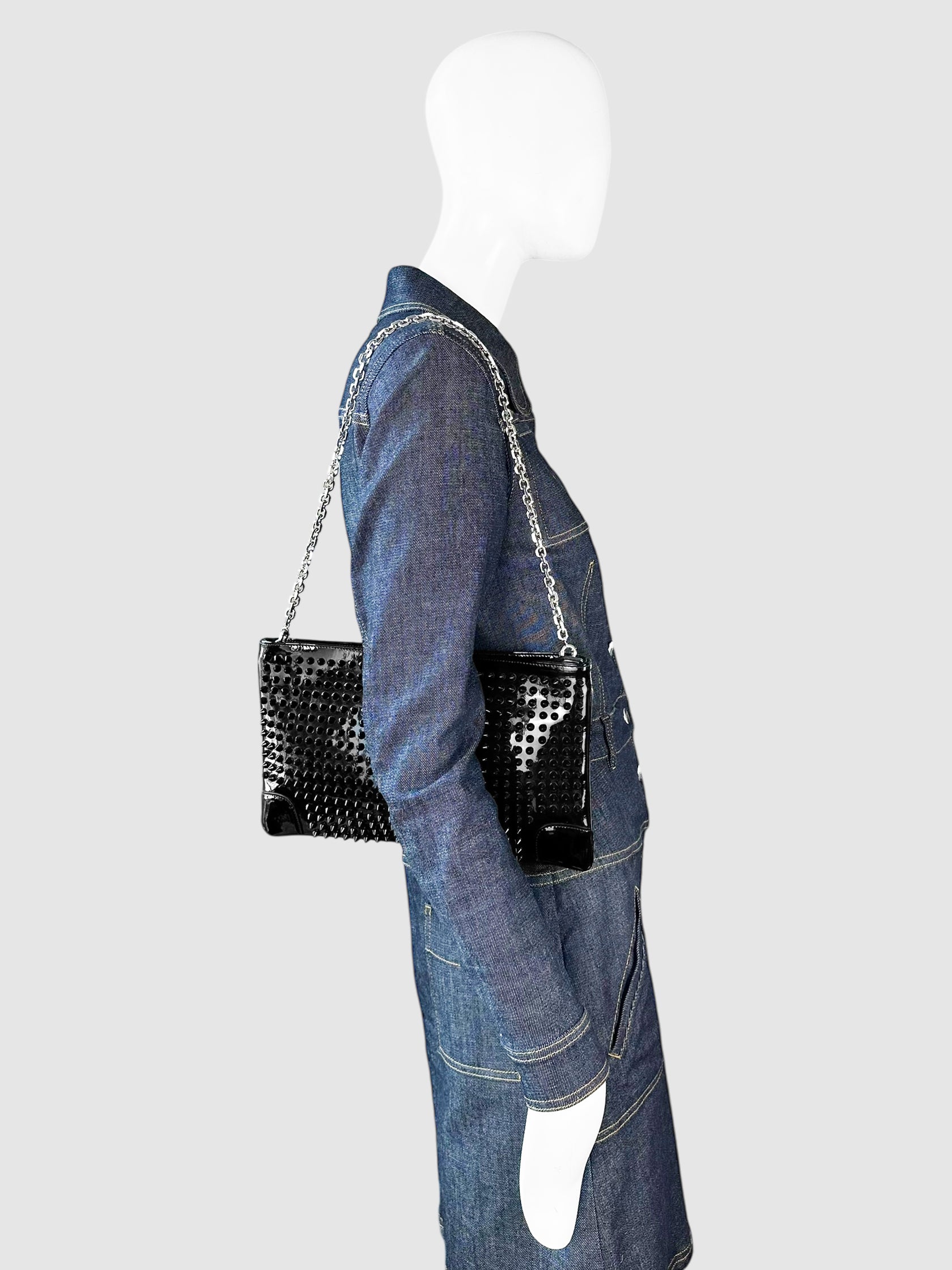 Loubiposh Spiked Chain Strap Clutch