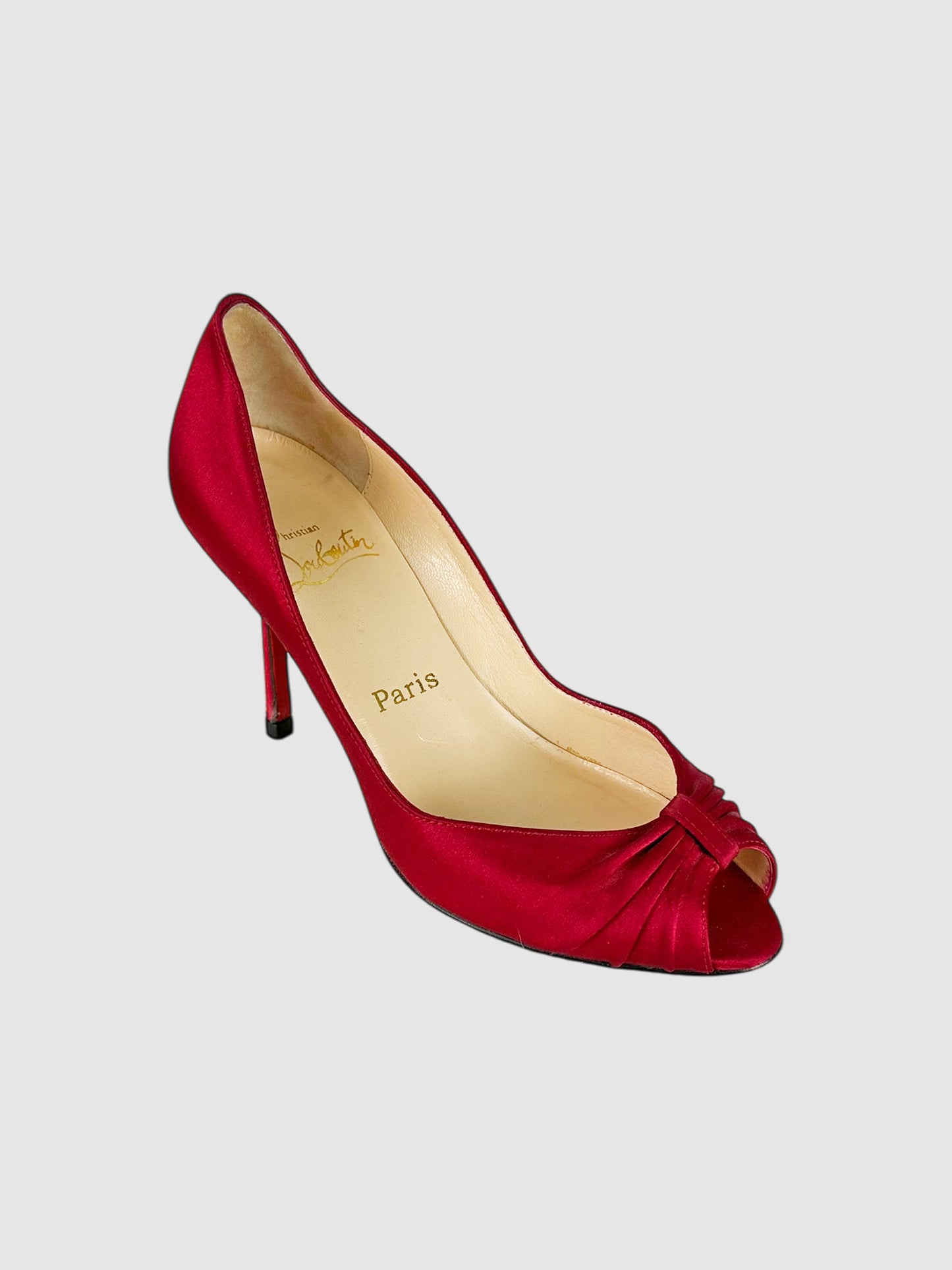 Satin Ruched Open Toe Pumps - Size 36.5