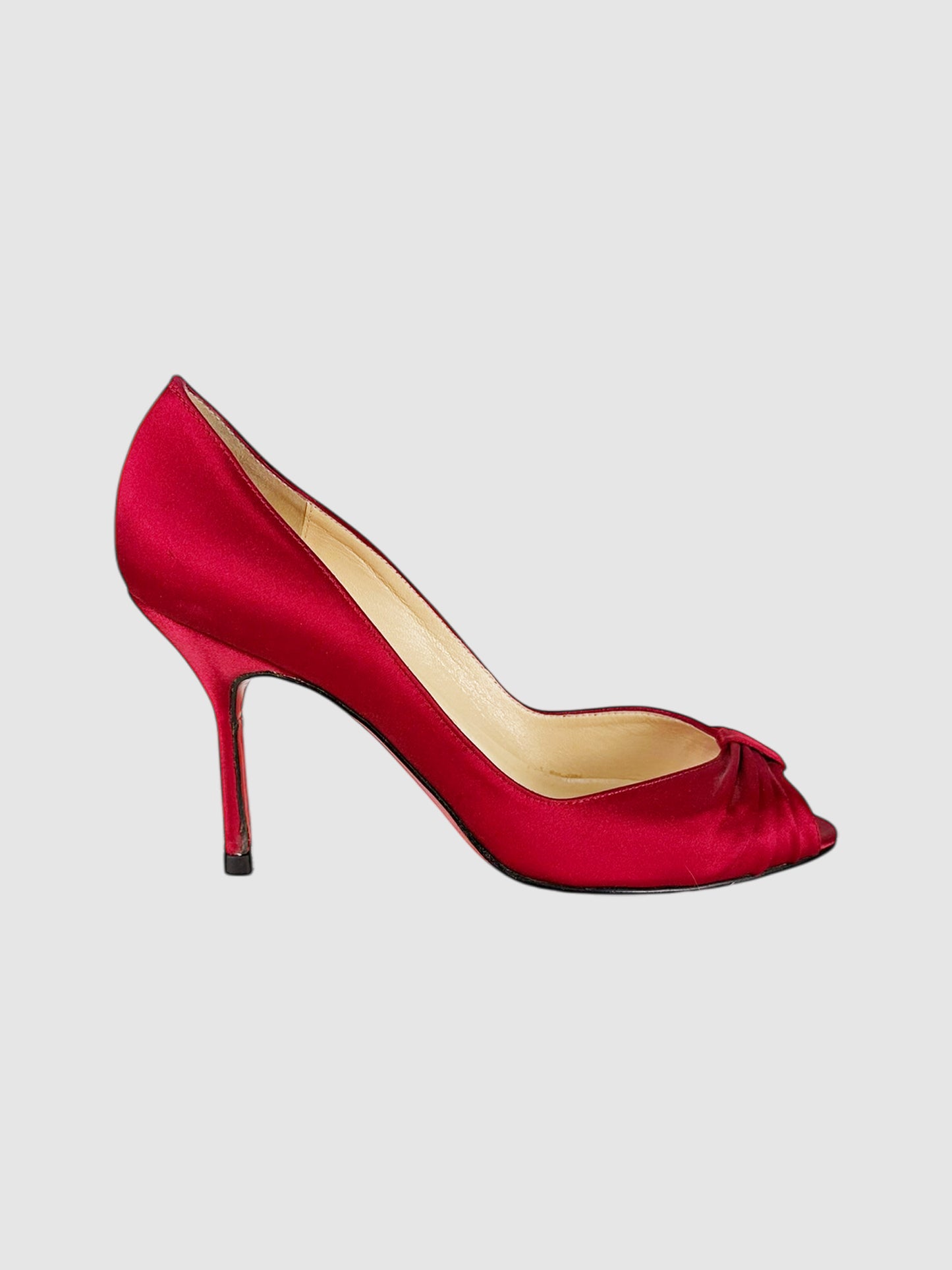 Satin Ruched Open Toe Pumps - Size 36.5