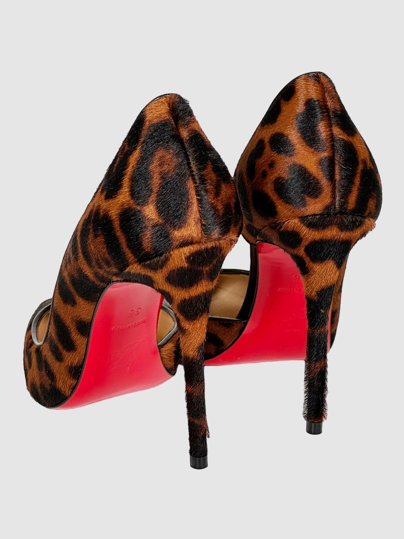 Christian Louboutin Pony Hair Leopard Print Pumps - Size 36