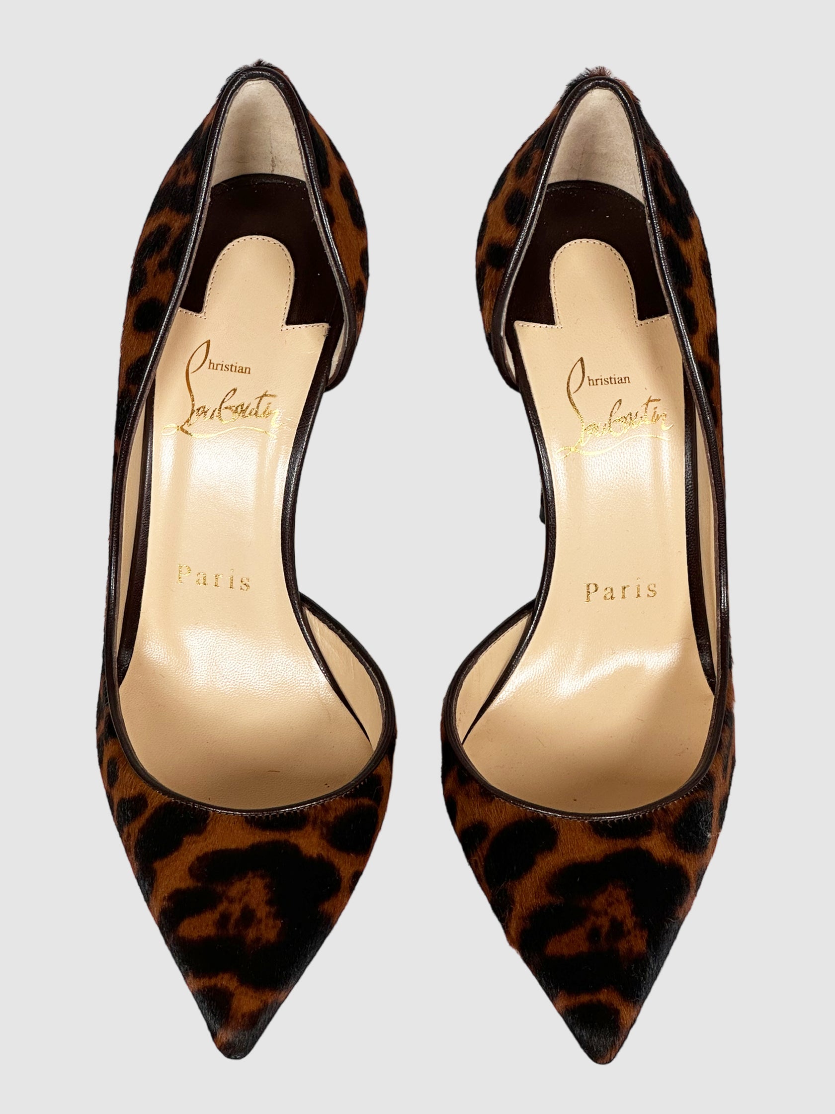 Christian Louboutin Pony Hair Leopard Print Pumps - Size 36