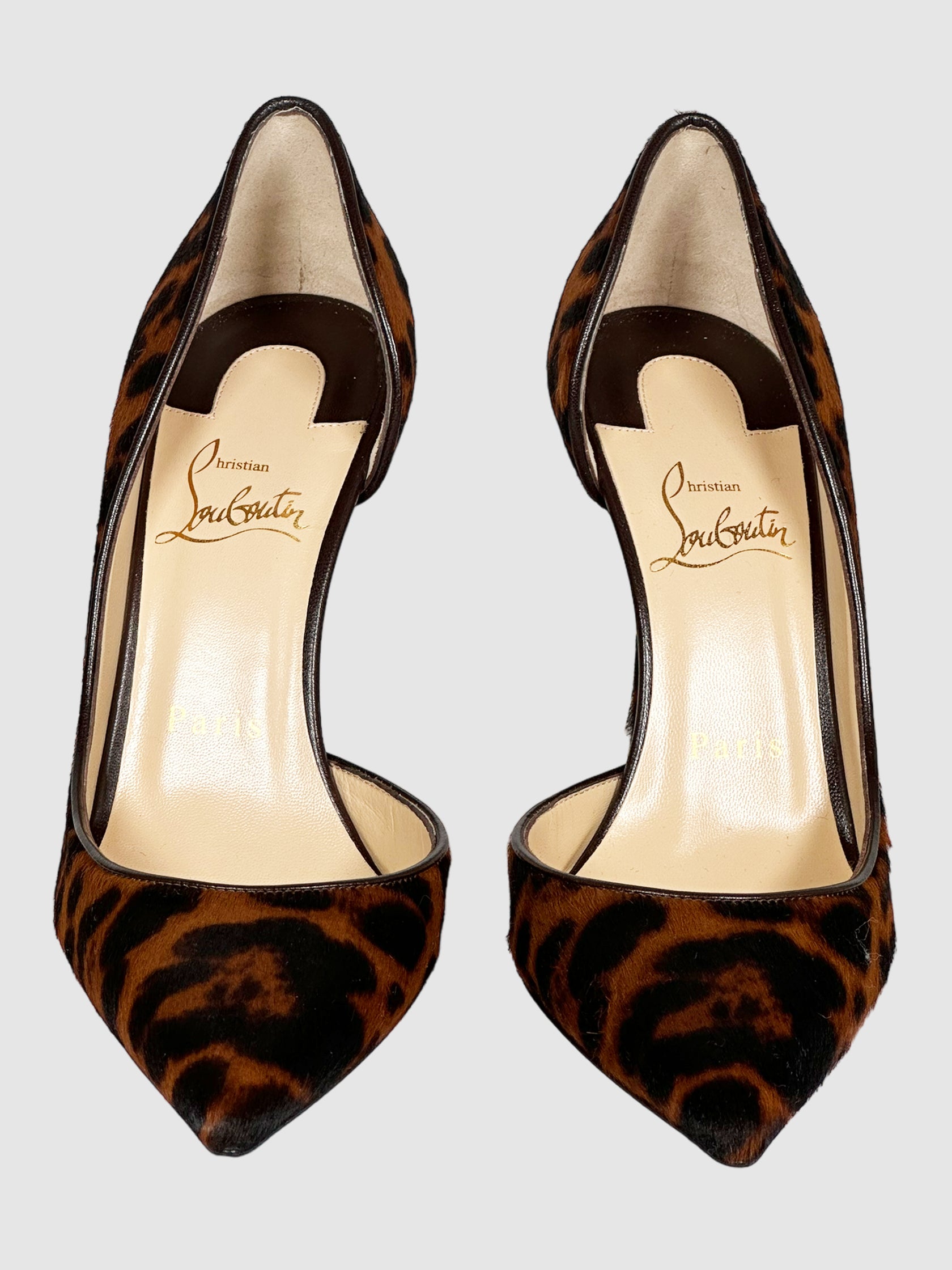 Christian Louboutin Pony Hair Leopard Print Pumps - Size 36