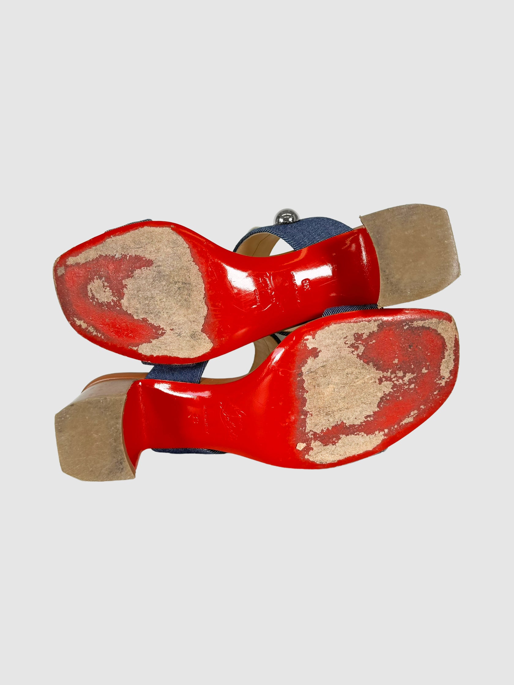 Denim 'Simple Bille' Heeled Sandals - Size 39