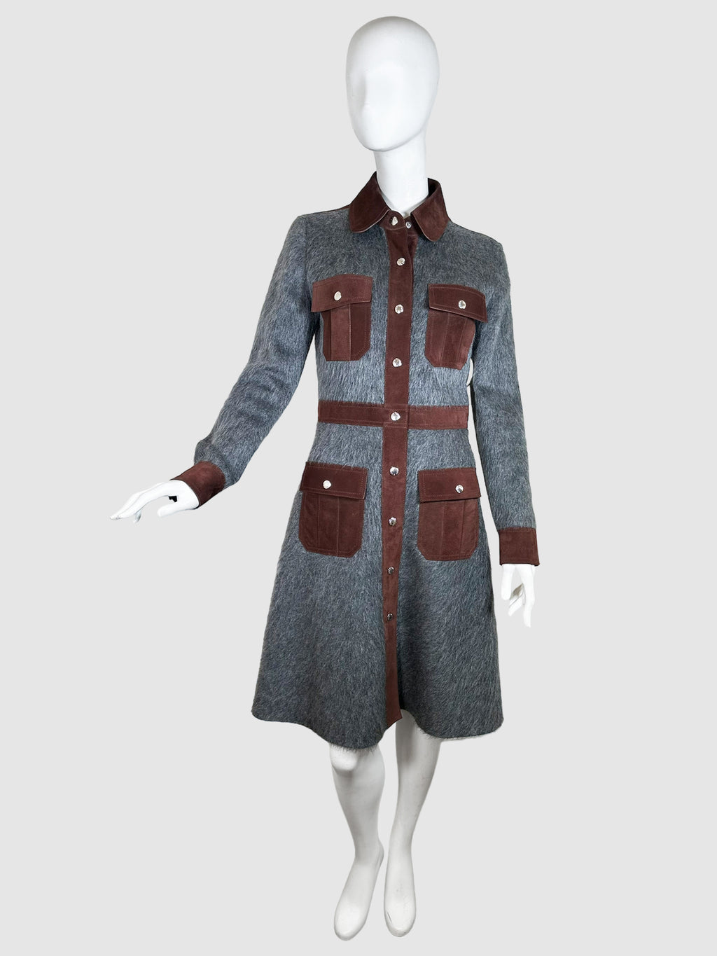 Louis Vuitton Wool Blend Suede Accent Coat - Size M