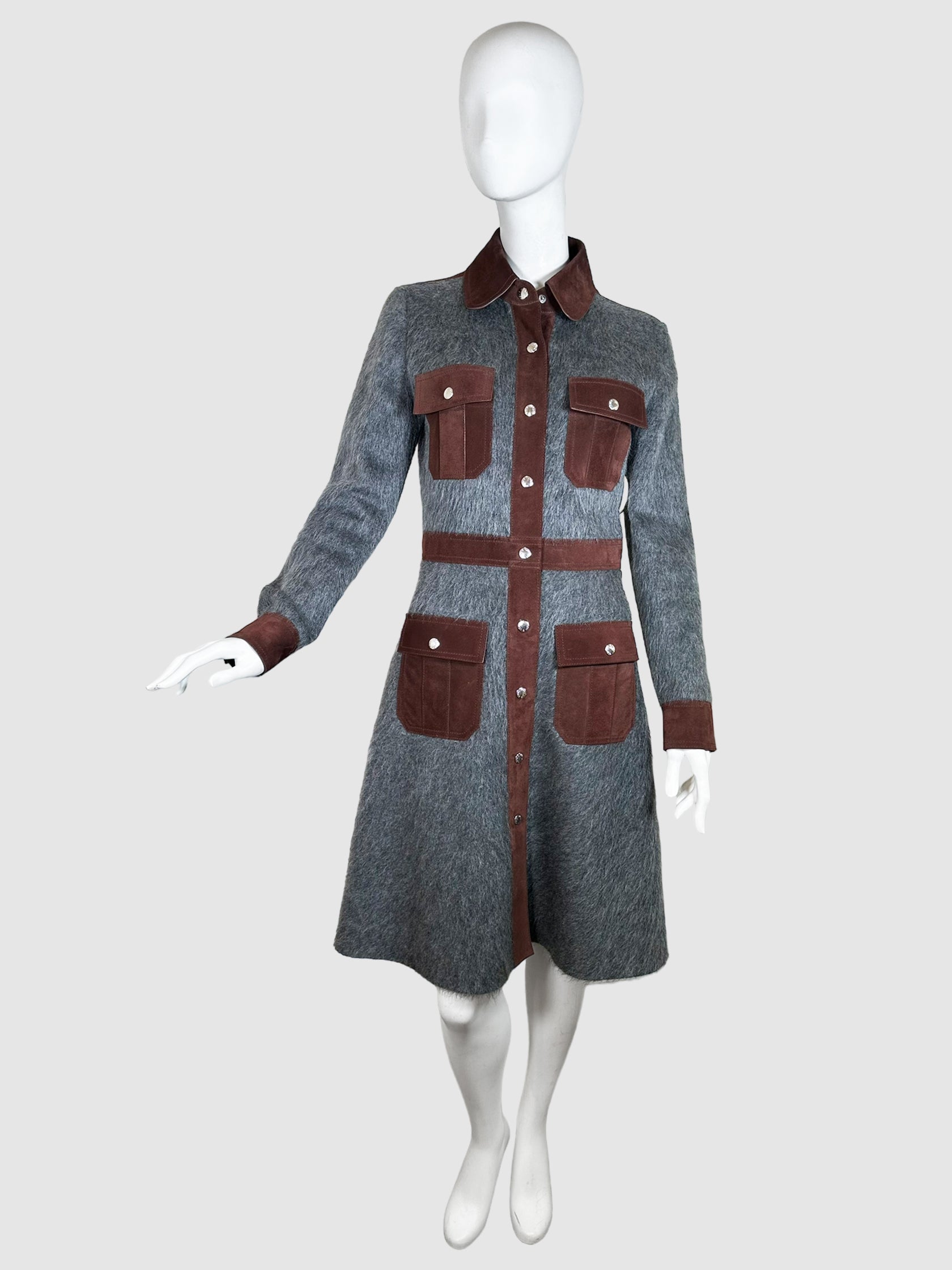 Louis Vuitton Wool Blend Suede Accent Coat - Size M