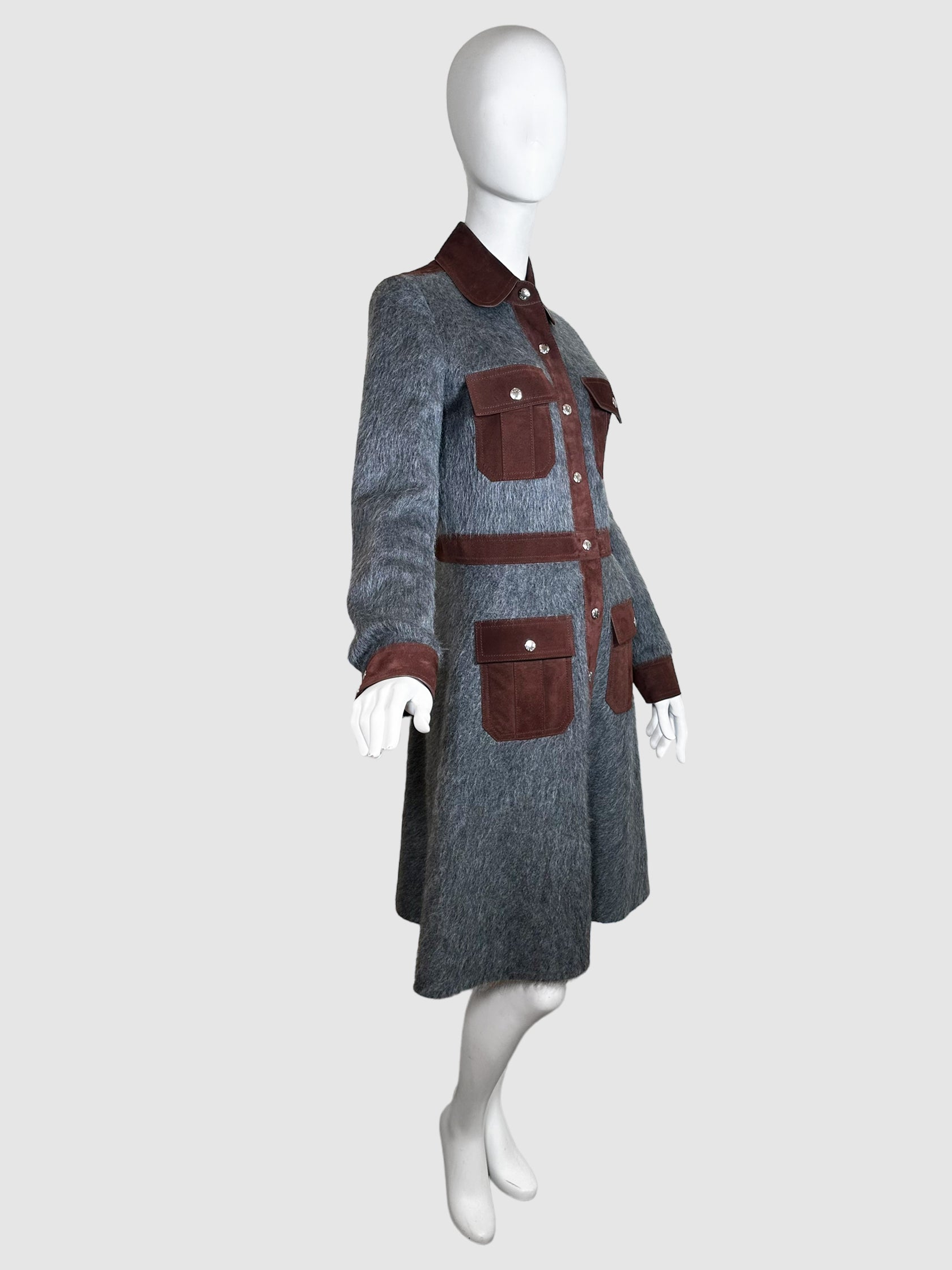 Louis Vuitton Wool Blend Suede Accent Coat - Size M