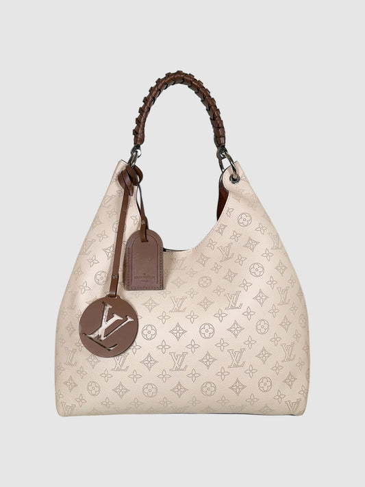 Louis Vuitton Cream Mahina Leather 2020 Carmel Monogram Hobo Bag Luxury Designer Resale Consignment Toronto