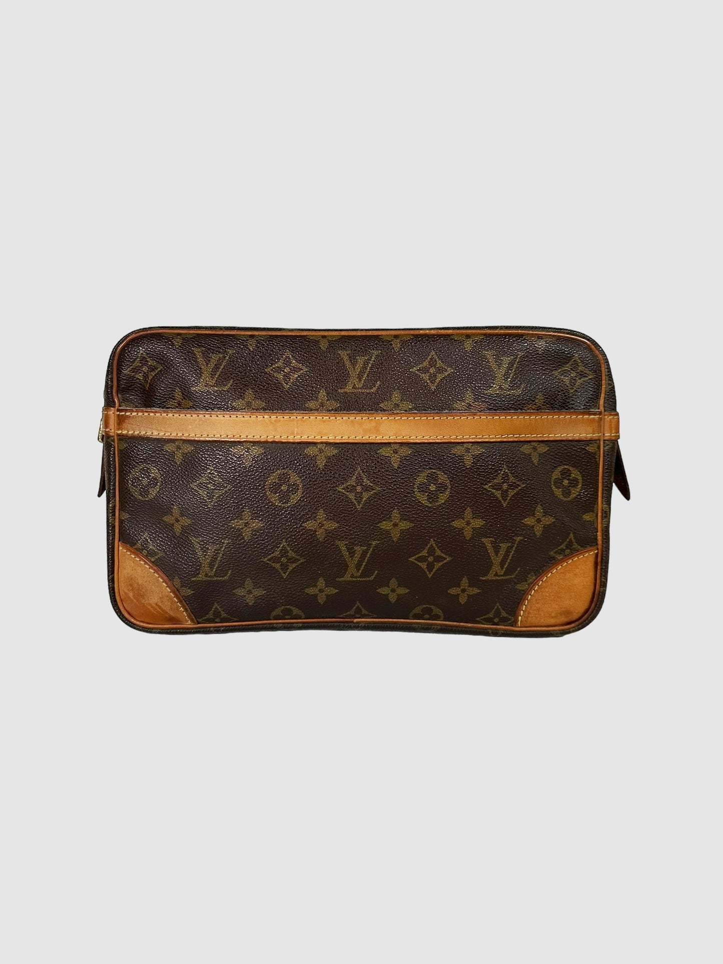 Louis Vuitton Brown Monogram Canvas Compiegne Clutch Consignment Secondhand Designer Luxury Resale Toronto Trendy